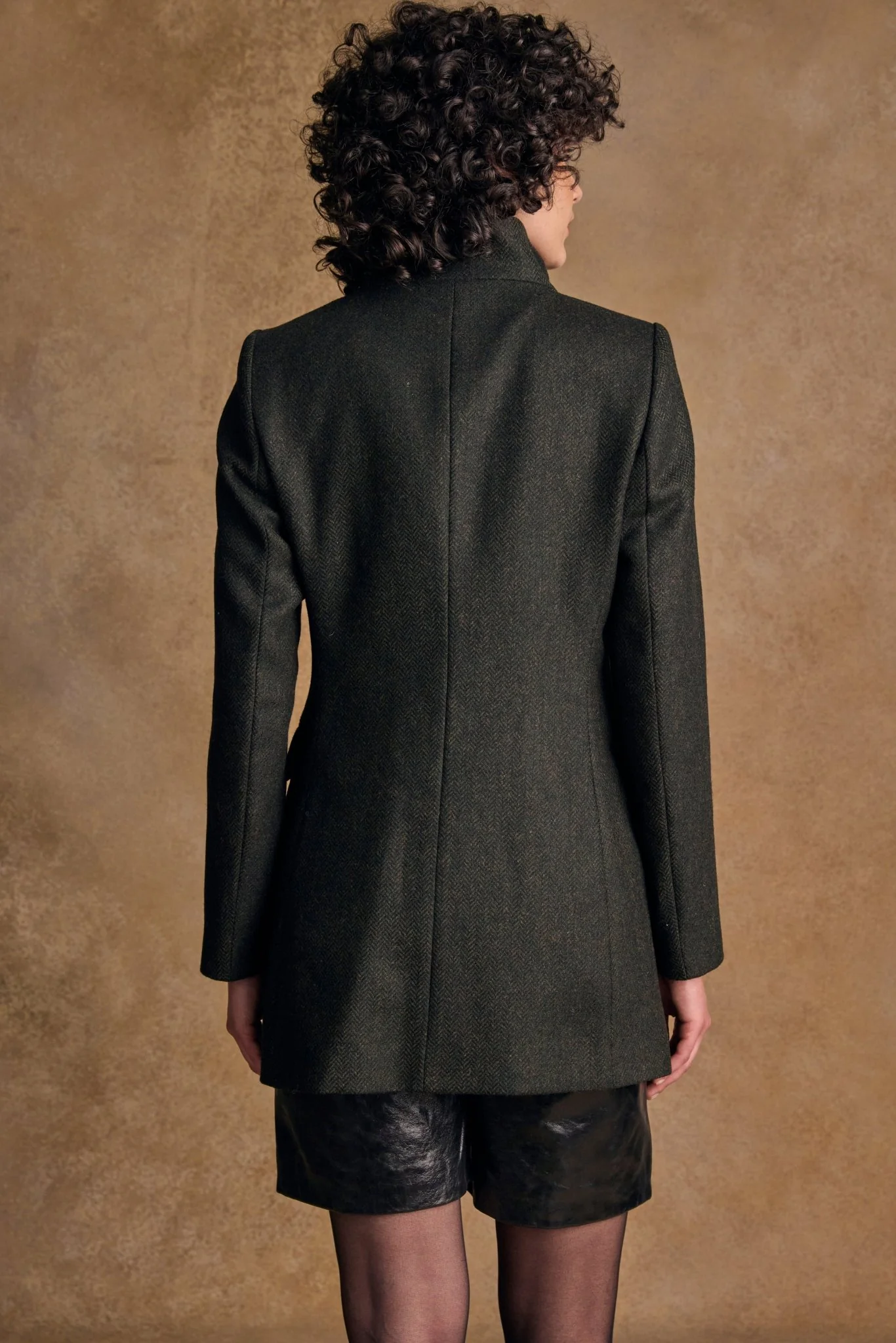 Lynn Tweed Coat - Deep Green Herringbone - Image 8