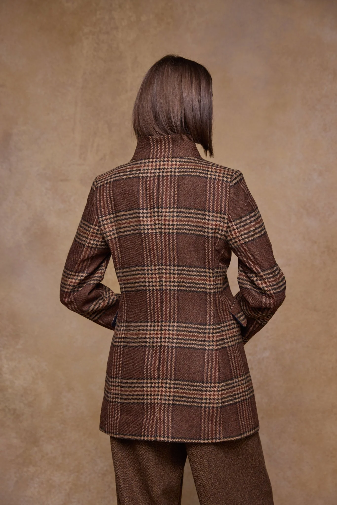 Lynn Tweed Coat - Tobacco Check - Image 11