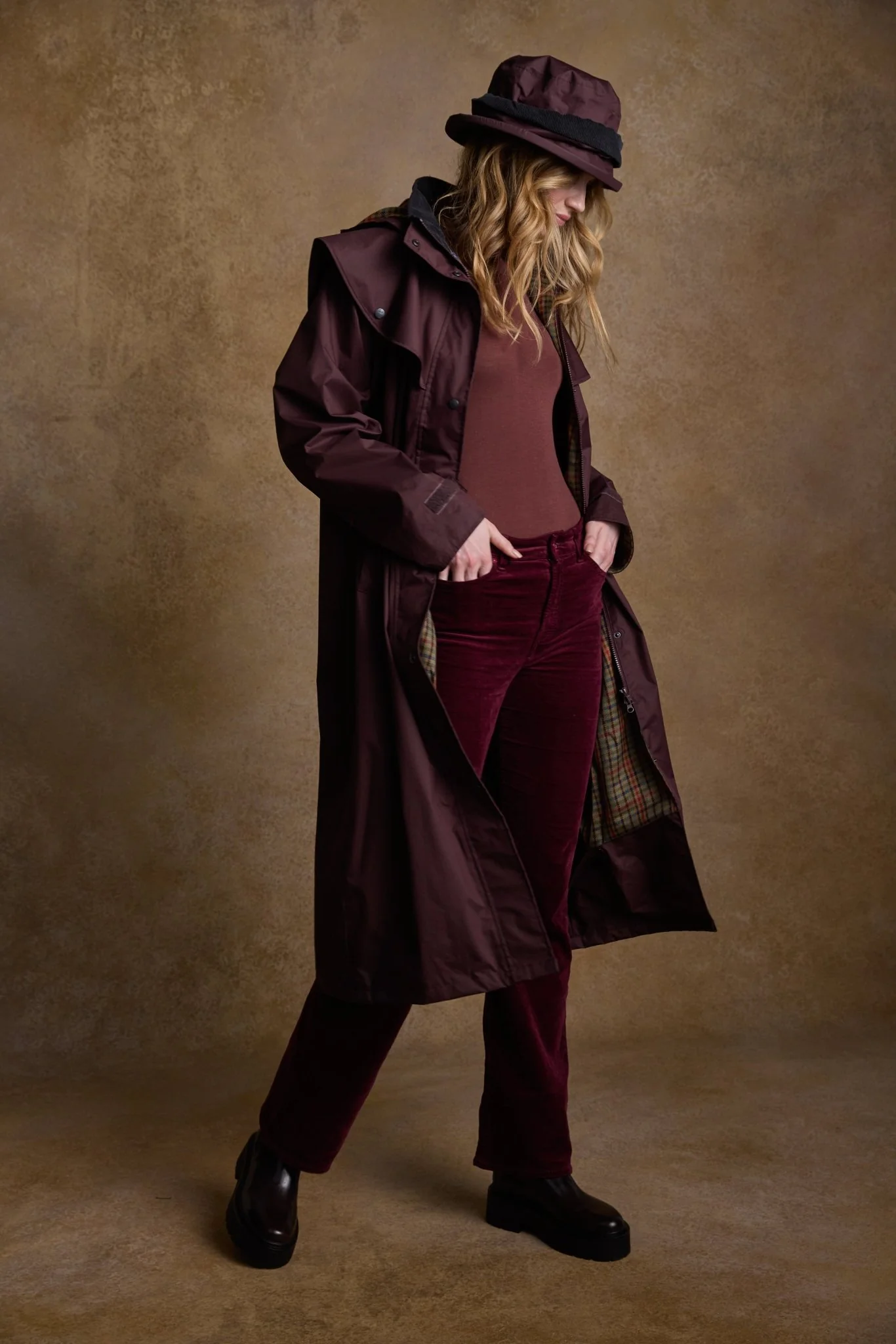 Malvern Waterproof Hat - Deep Claret - Image 3