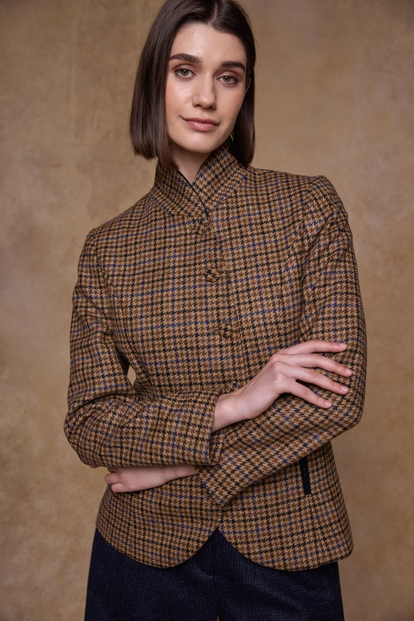 Nicole Tweed Jacket - Blue Driftwood Check - Image 3