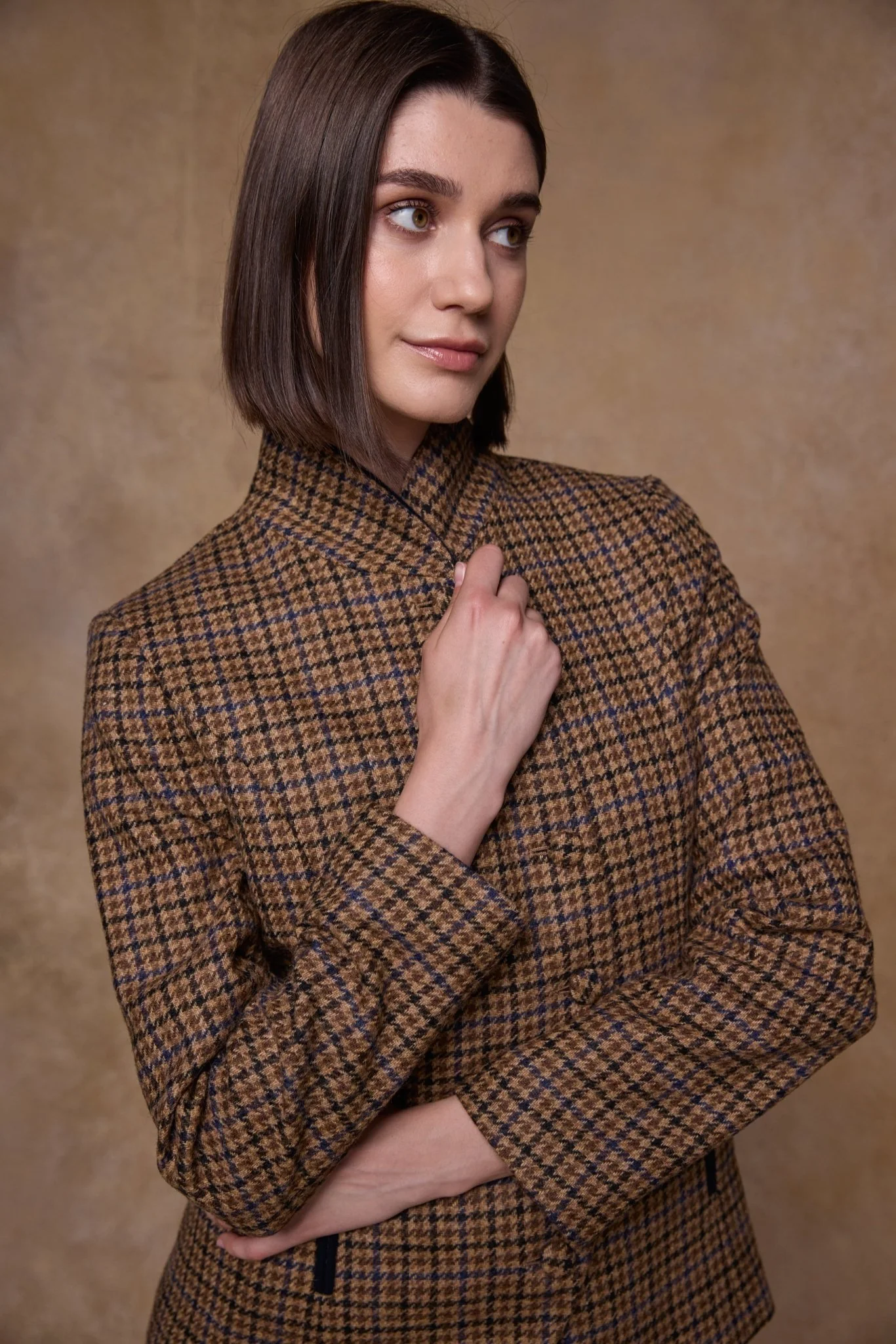 Nicole Tweed Jacket - Blue Driftwood Check - Image 5