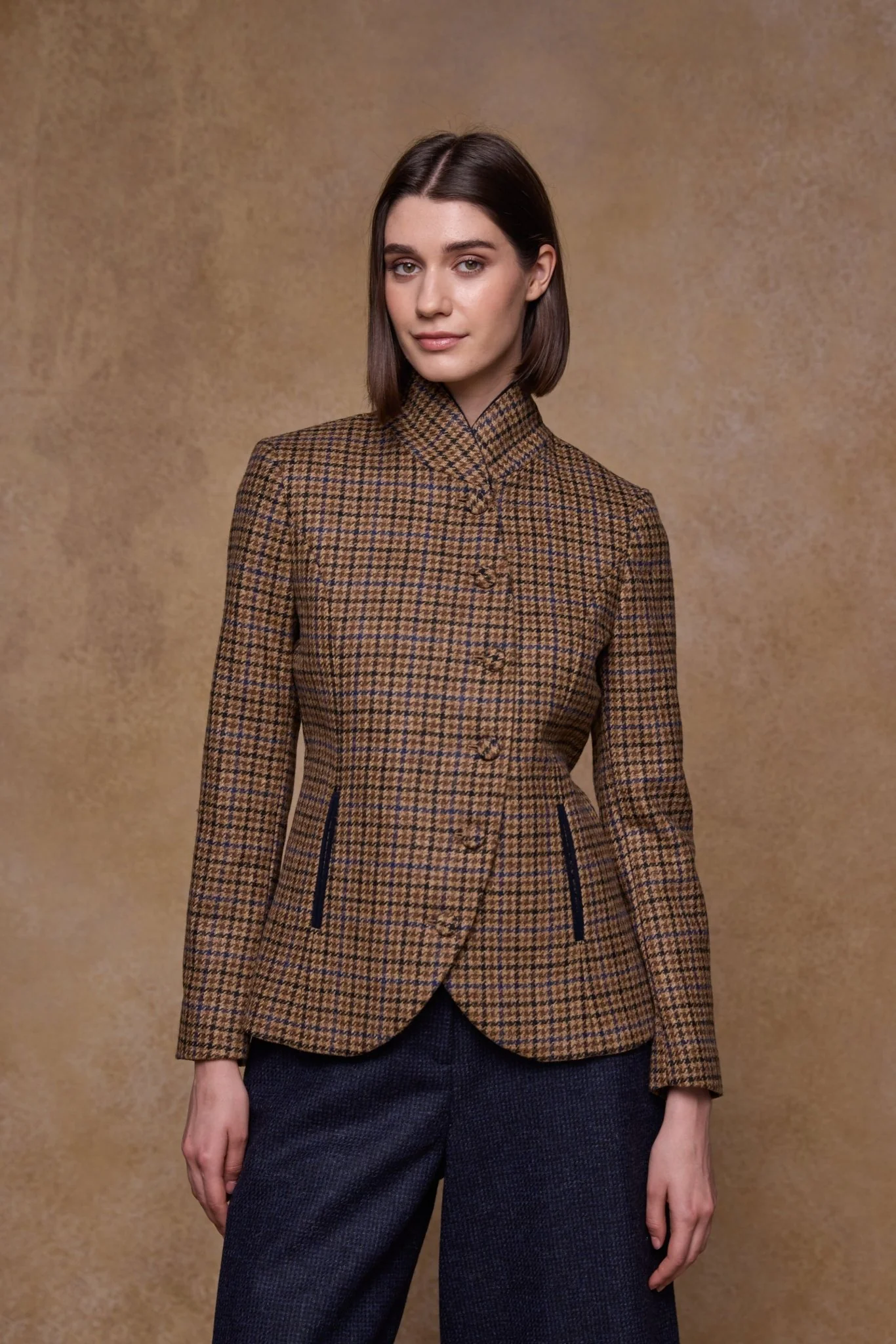 Nicole Tweed Jacket - Blue Driftwood Check - Image 6