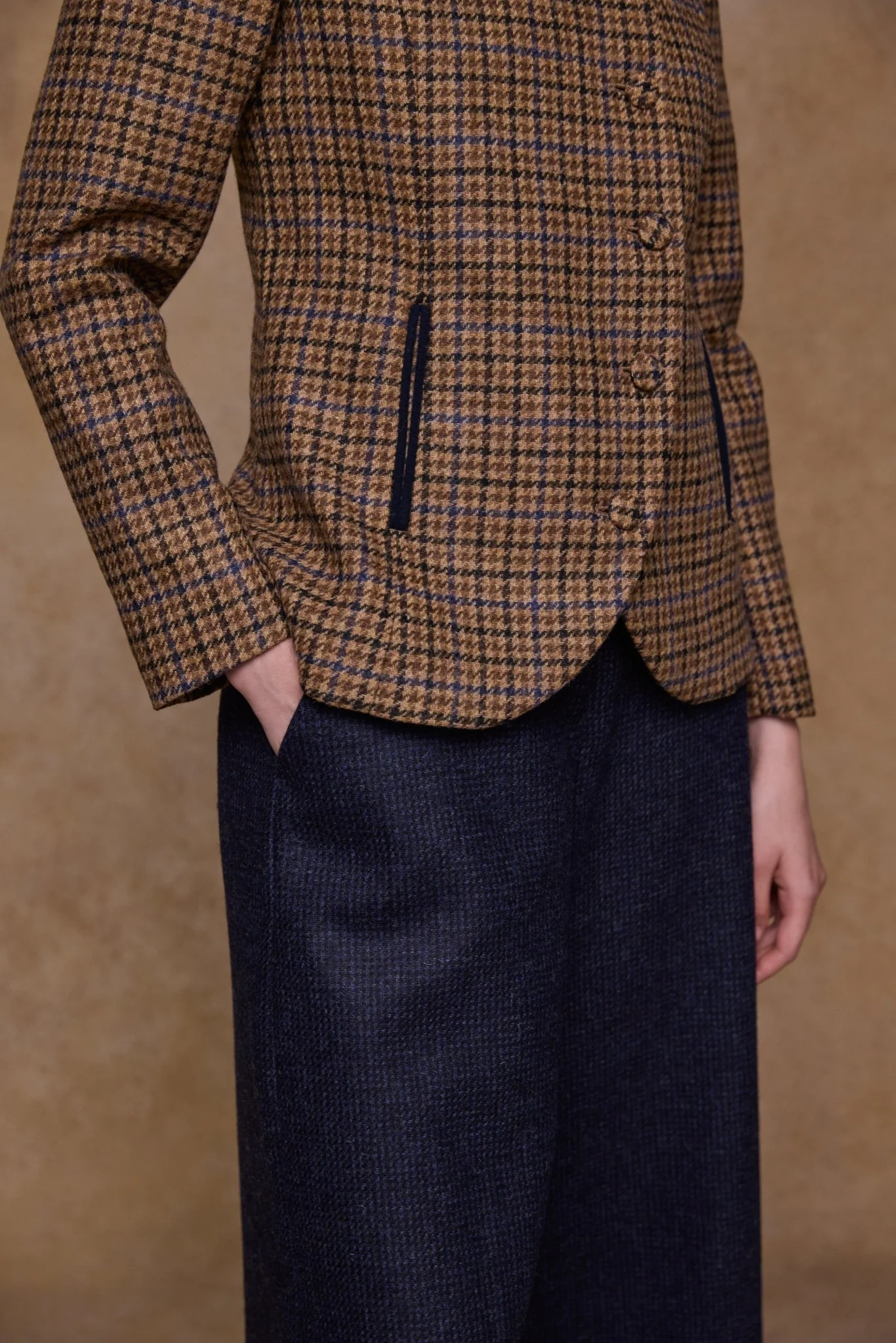 Nicole Tweed Jacket - Blue Driftwood Check - Image 7