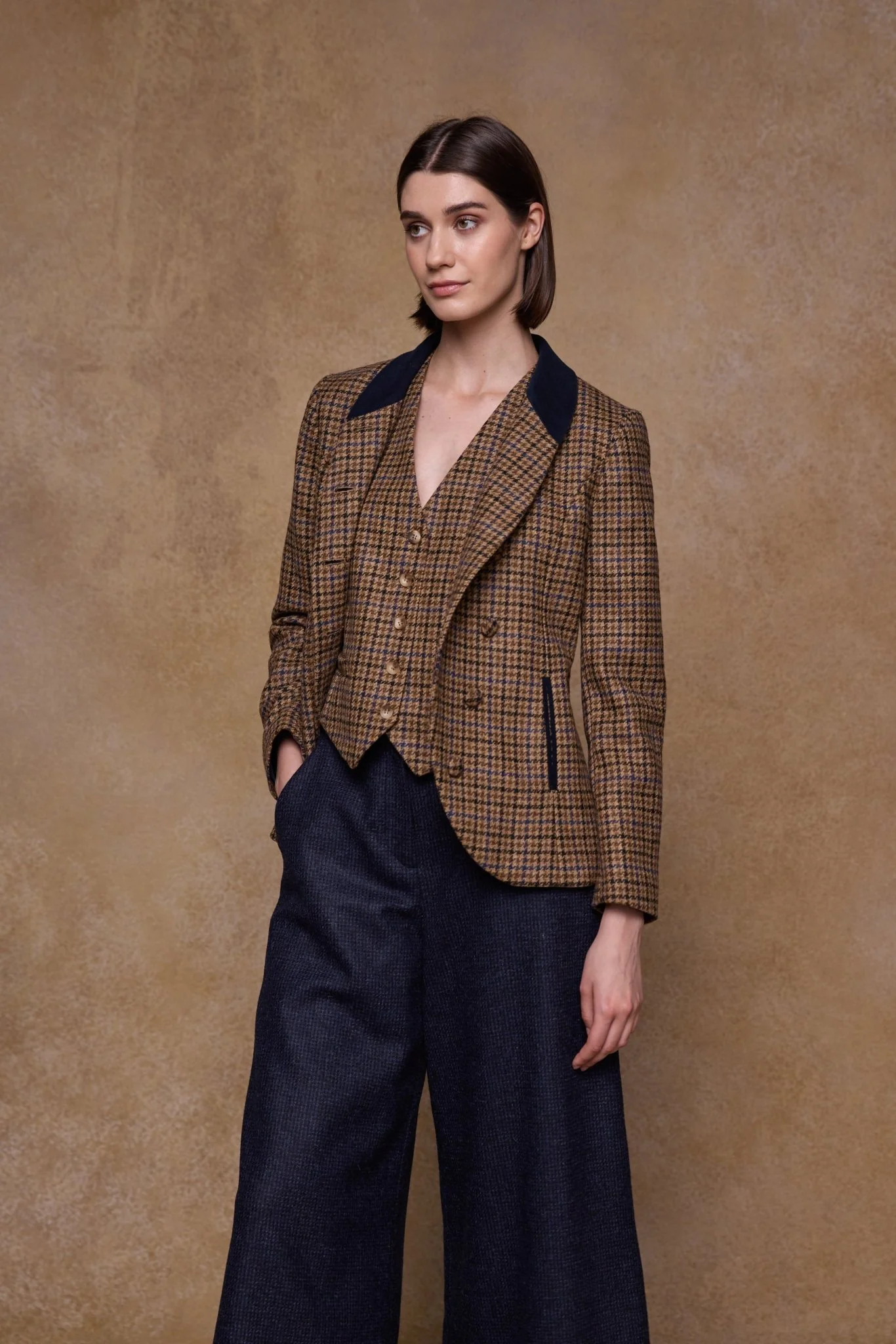 Nicole Tweed Jacket - Blue Driftwood Check - Image 8