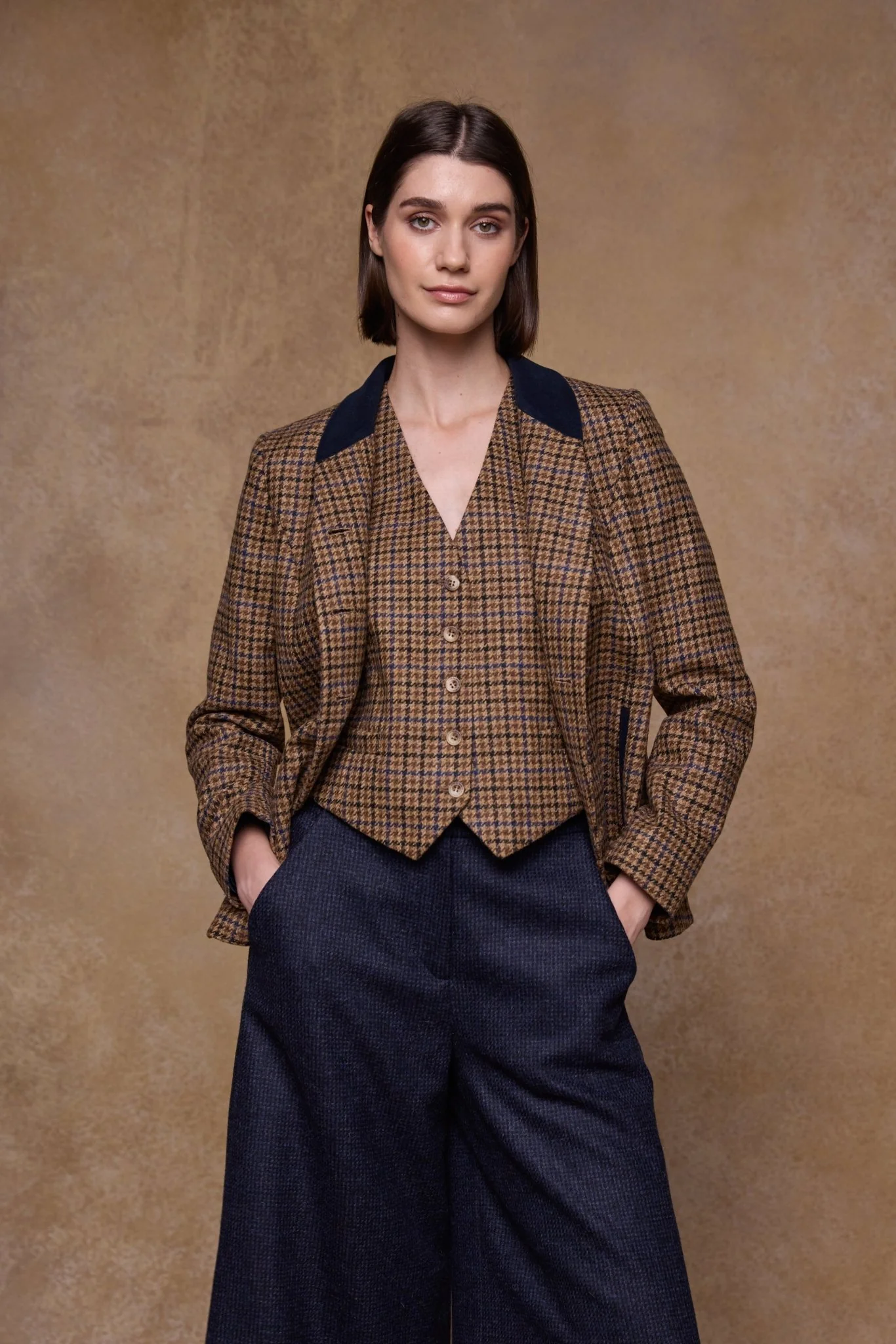 Nicole Tweed Jacket - Blue Driftwood Check - Image 9