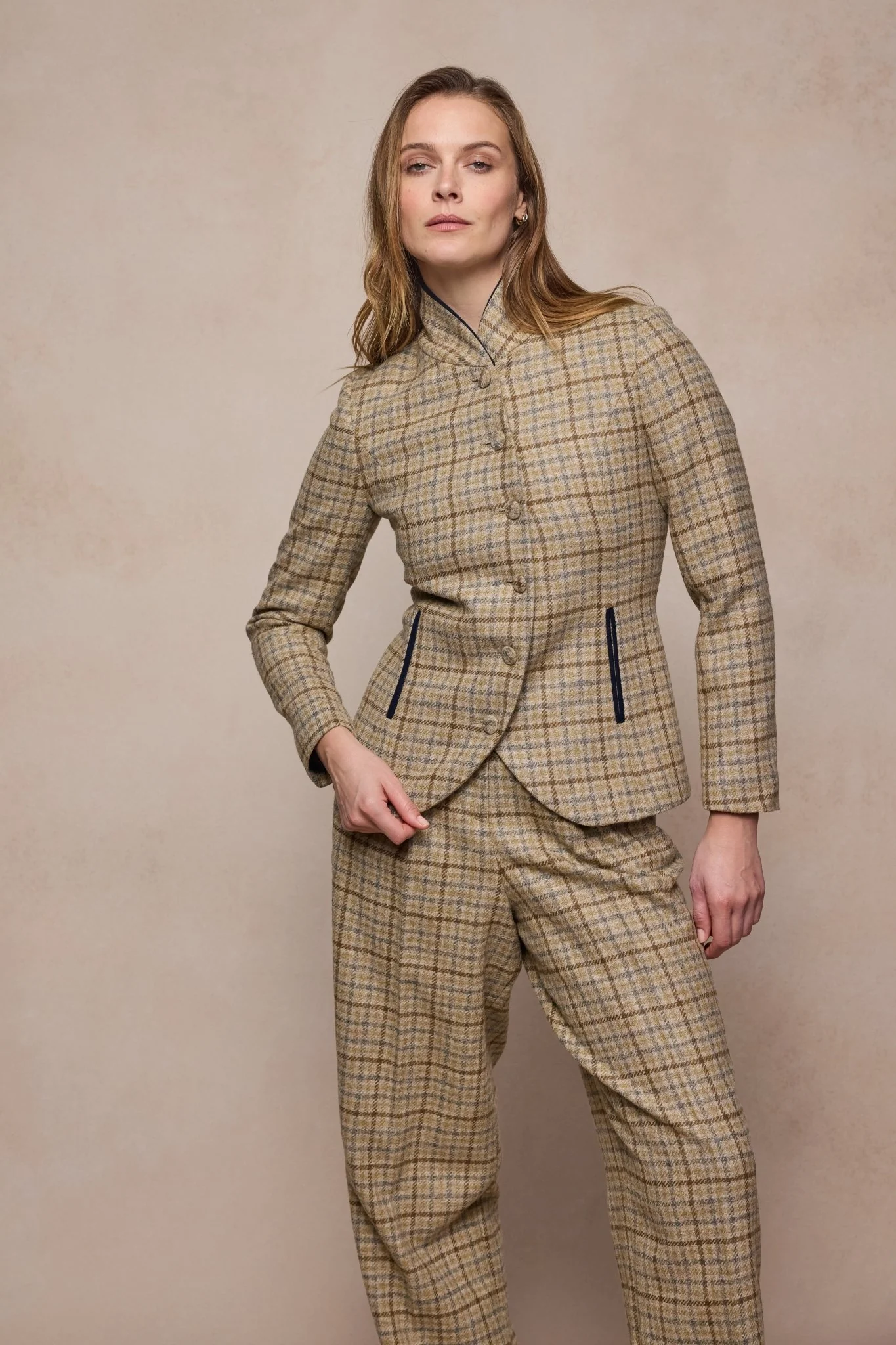 Nicole Tweed Jacket - Caramel Check - Image 2