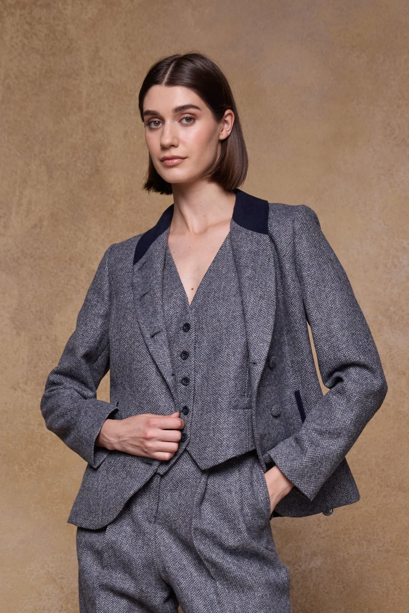 Nicole Tweed Jacket - Denim Herringbone - Image 10
