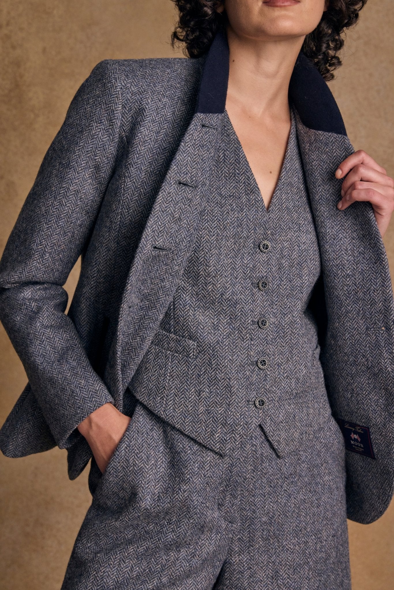Nicole Tweed Jacket - Denim Herringbone - Image 3