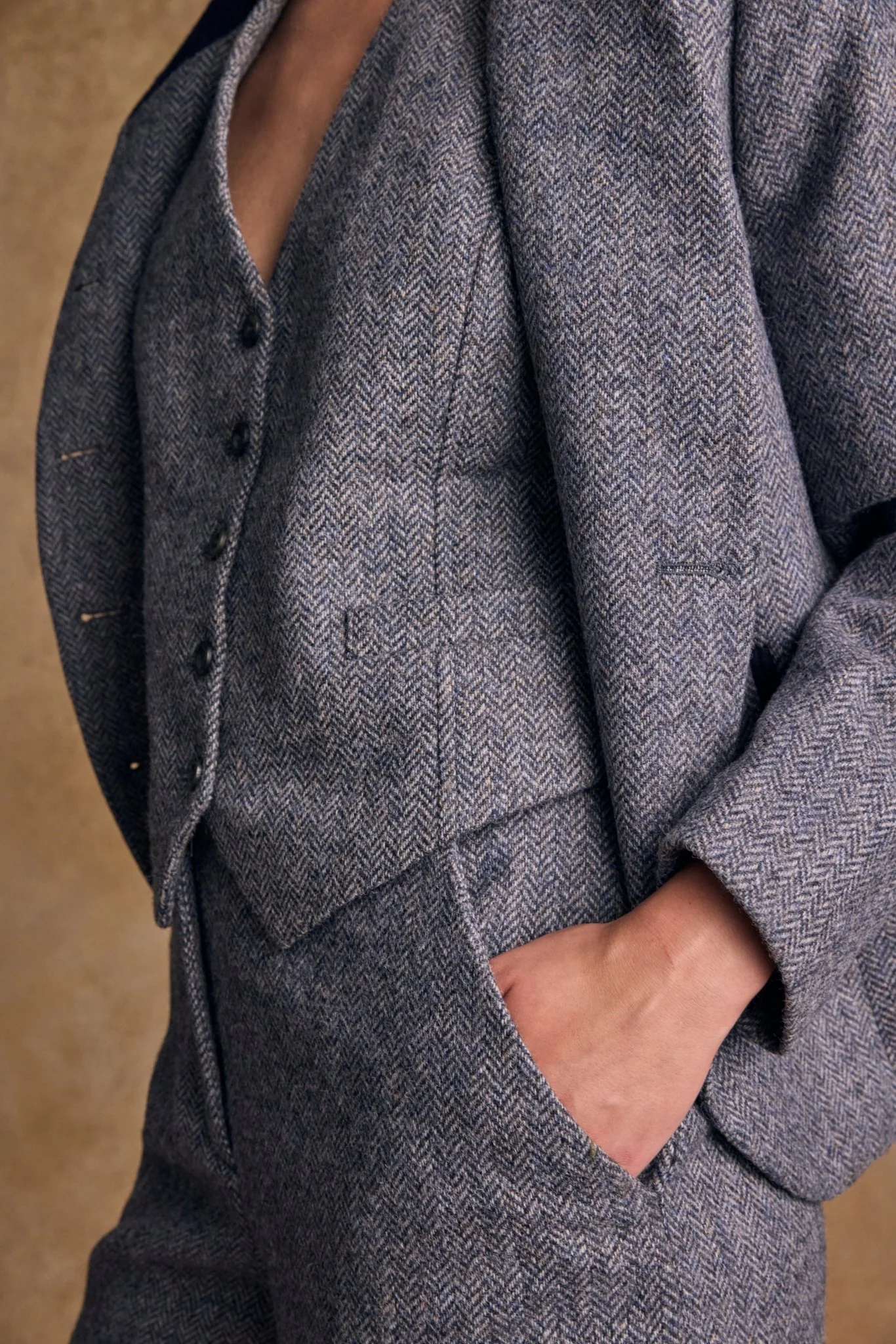 Nicole Tweed Jacket - Denim Herringbone - Image 8