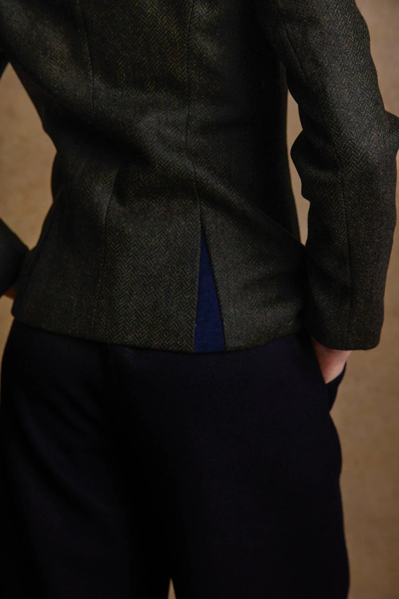 Nicole Tweed Jacket - Green Herringbone - Image 4