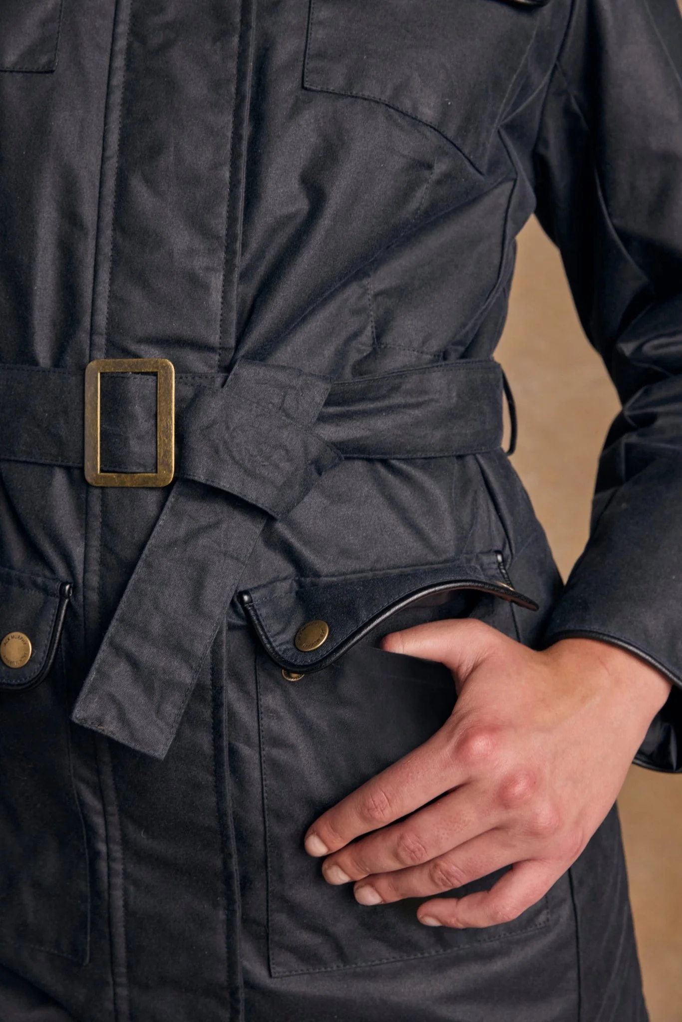 Orla Wax Jacket - Navy - Image 7