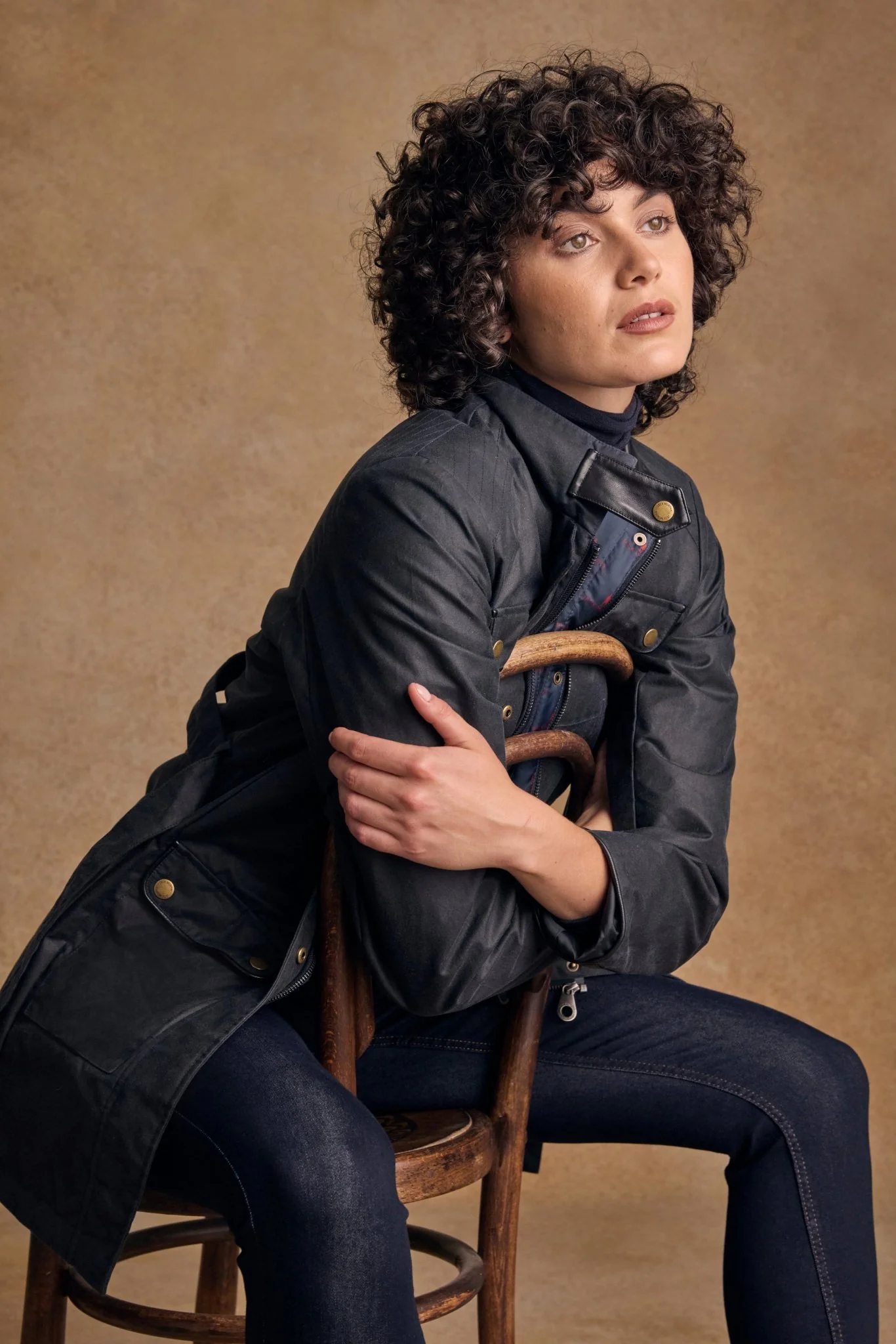 Orla Wax Jacket - Navy - Image 8