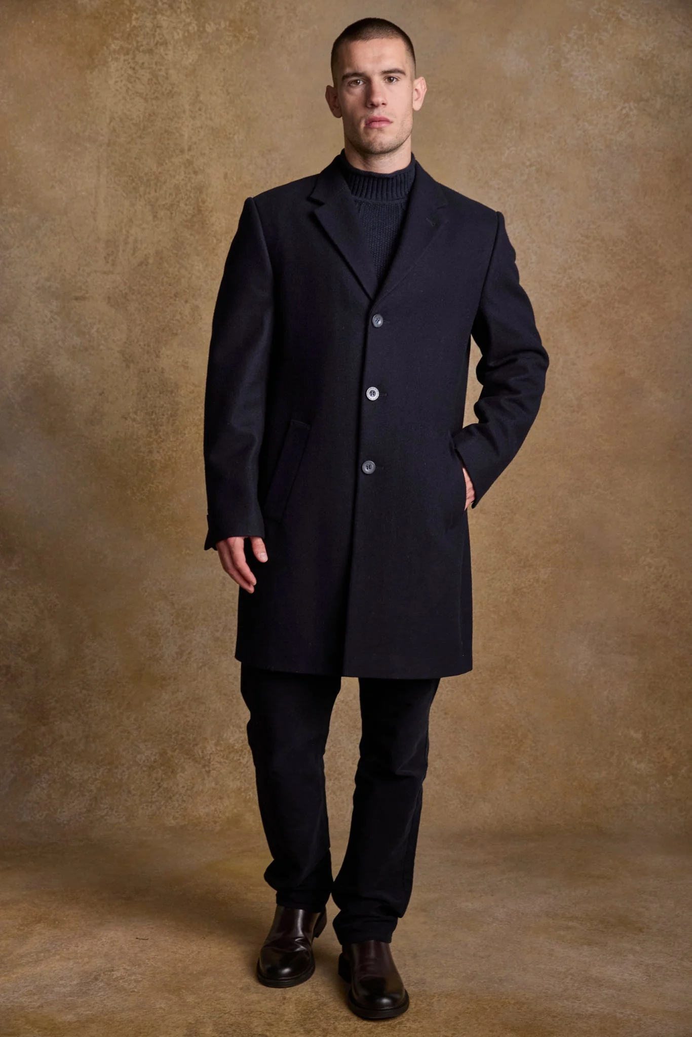 Owen Wool Coat - Deep Navy Melton - Image 3