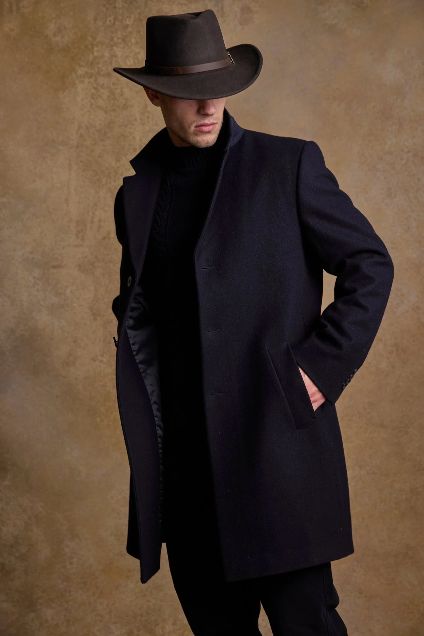 Owen Wool Coat - Deep Navy Melton - Image 4