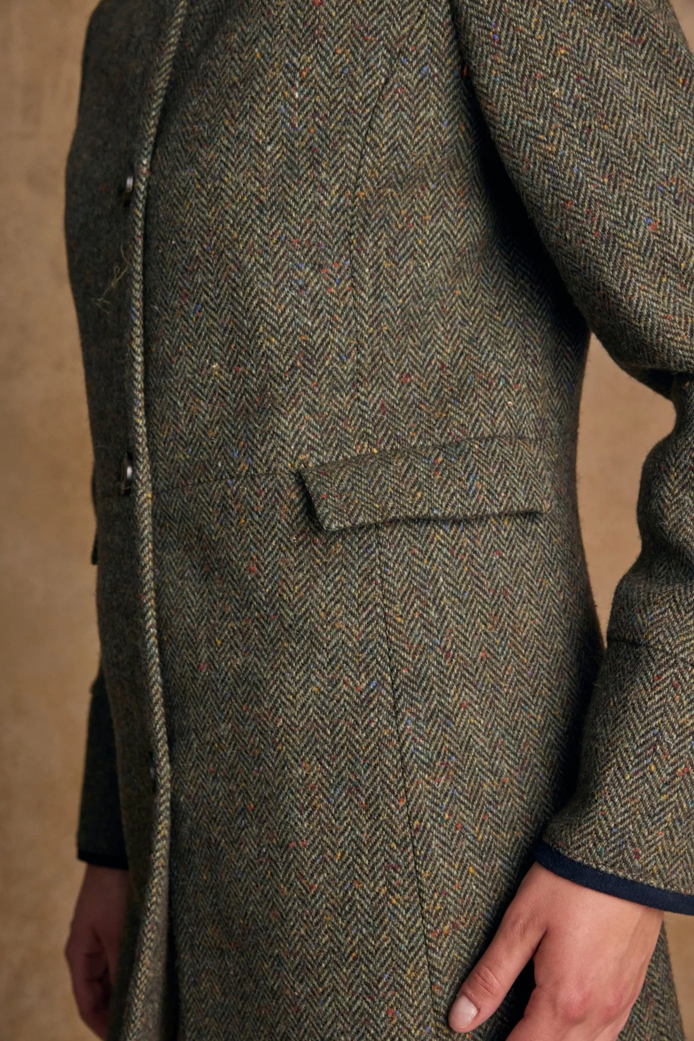 Pamela Tweed Coat - Donegal Moss Herringbone - Image 3