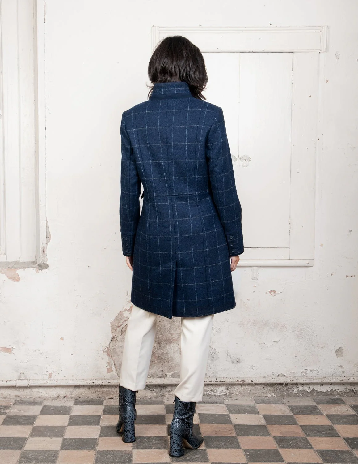Pamela Tweed Coat - Navy Check - Image 6