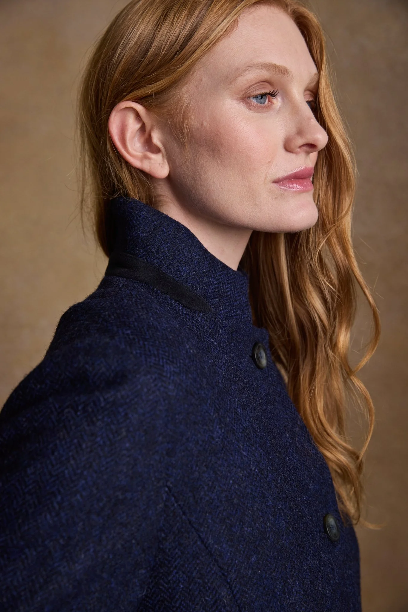 Pamela Tweed Coat - Navy Herringbone - Image 4