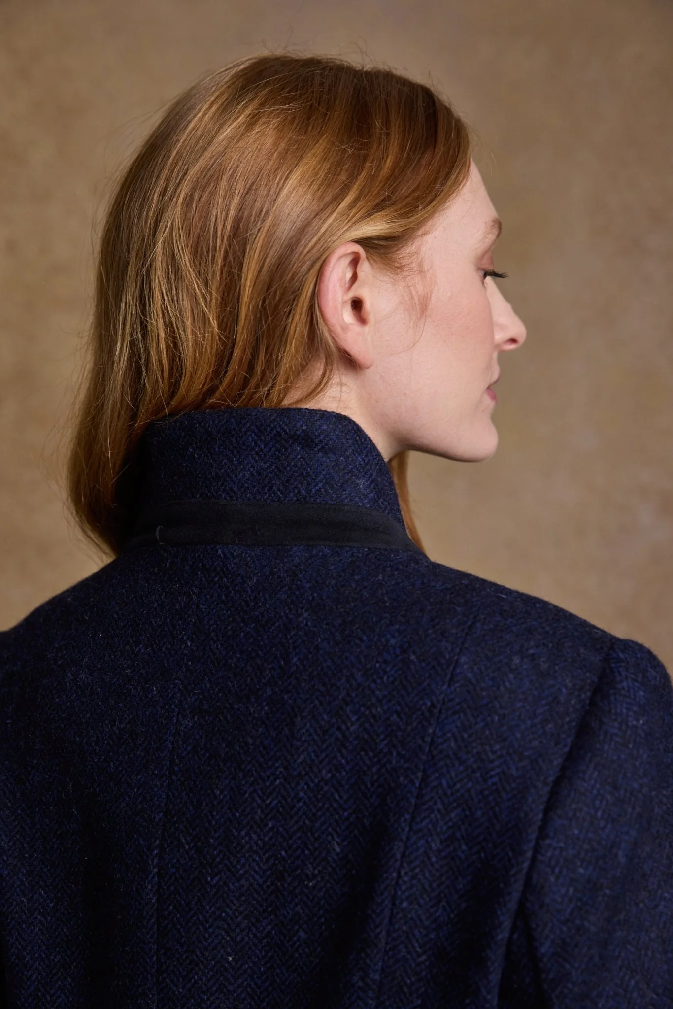 Pamela Tweed Coat - Navy Herringbone - Image 7