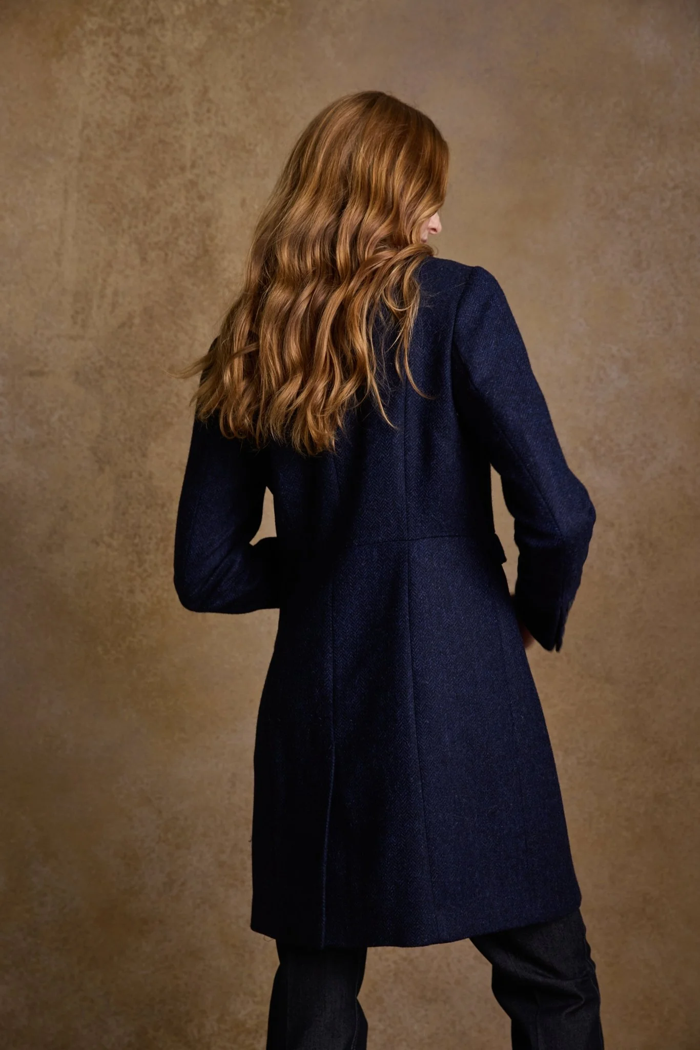 Pamela Tweed Coat - Navy Herringbone - Image 9