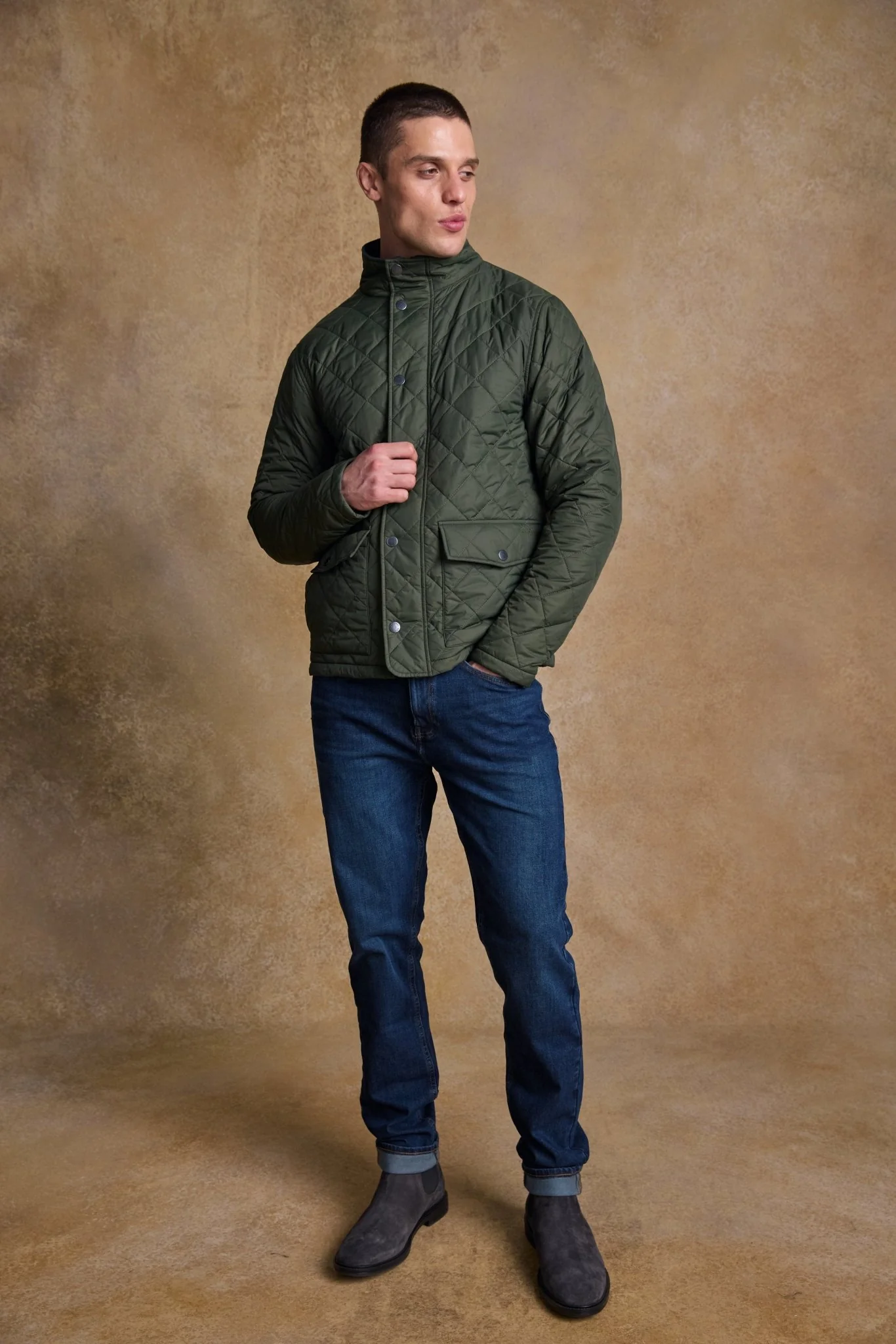 Ronan Quilted Jacket - Olive - Image 6
