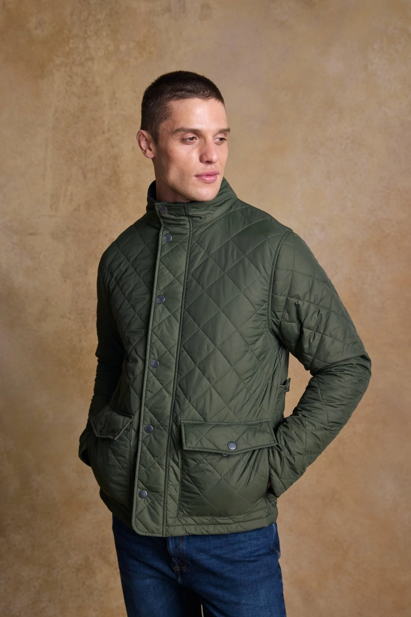 Ronan Quilted Jacket - Olive - Image 9