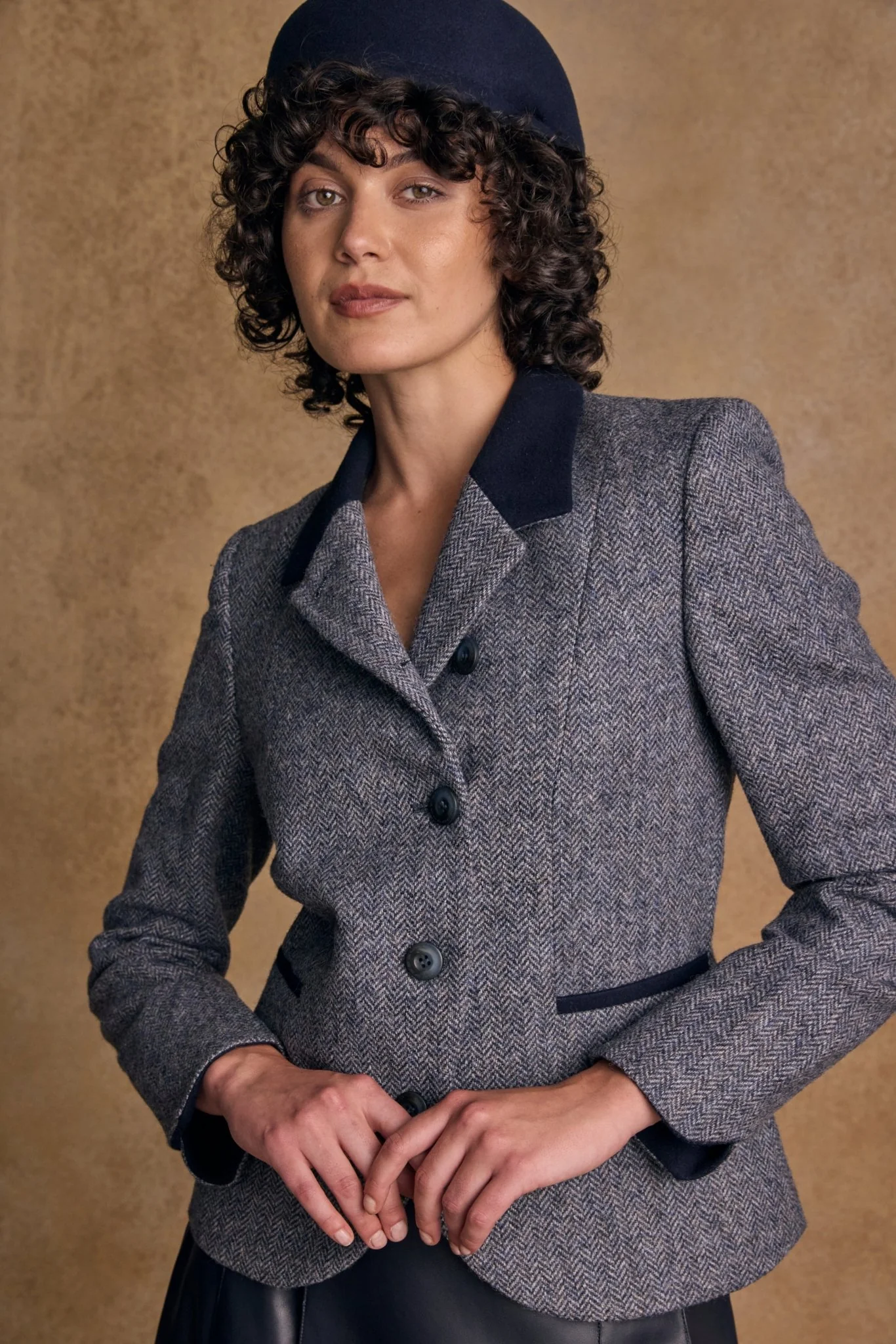 Sasha Tweed Jacket - Denim Herringbone - Image 3