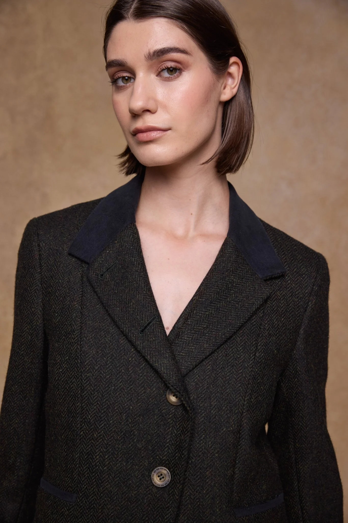 Sasha Tweed Jacket - Green Herringbone - Image 8