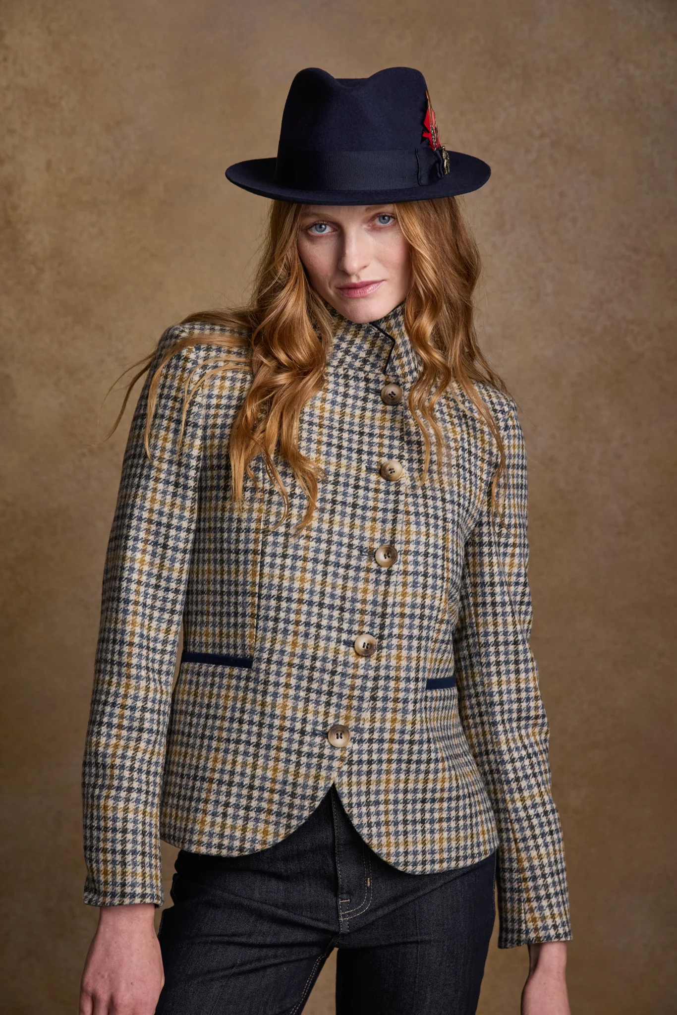Sasha Tweed Jacket - Saffron Cobalt Check - Image 3