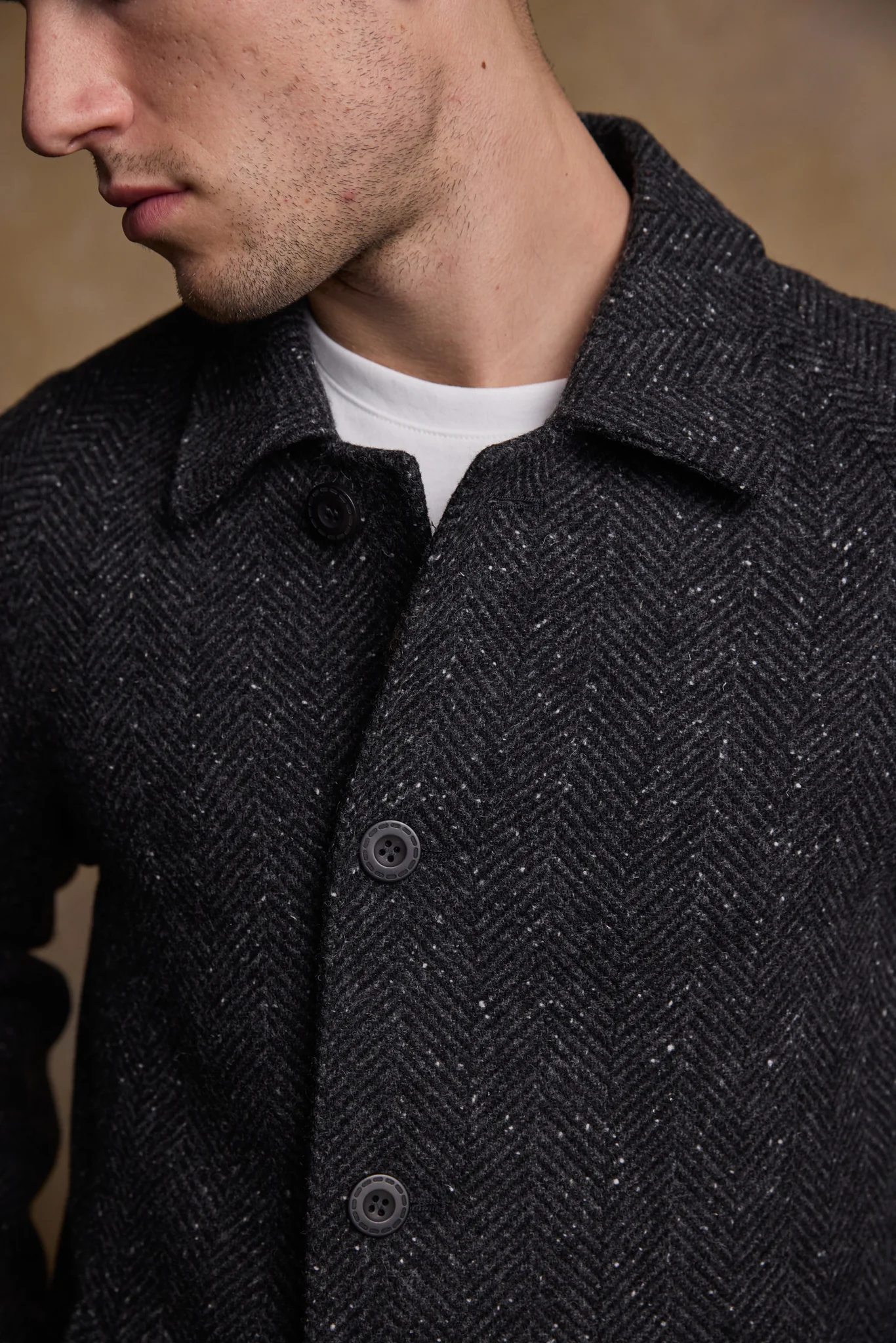 Sean Tweed Coat - Donegal Grey Herringbone - Image 4