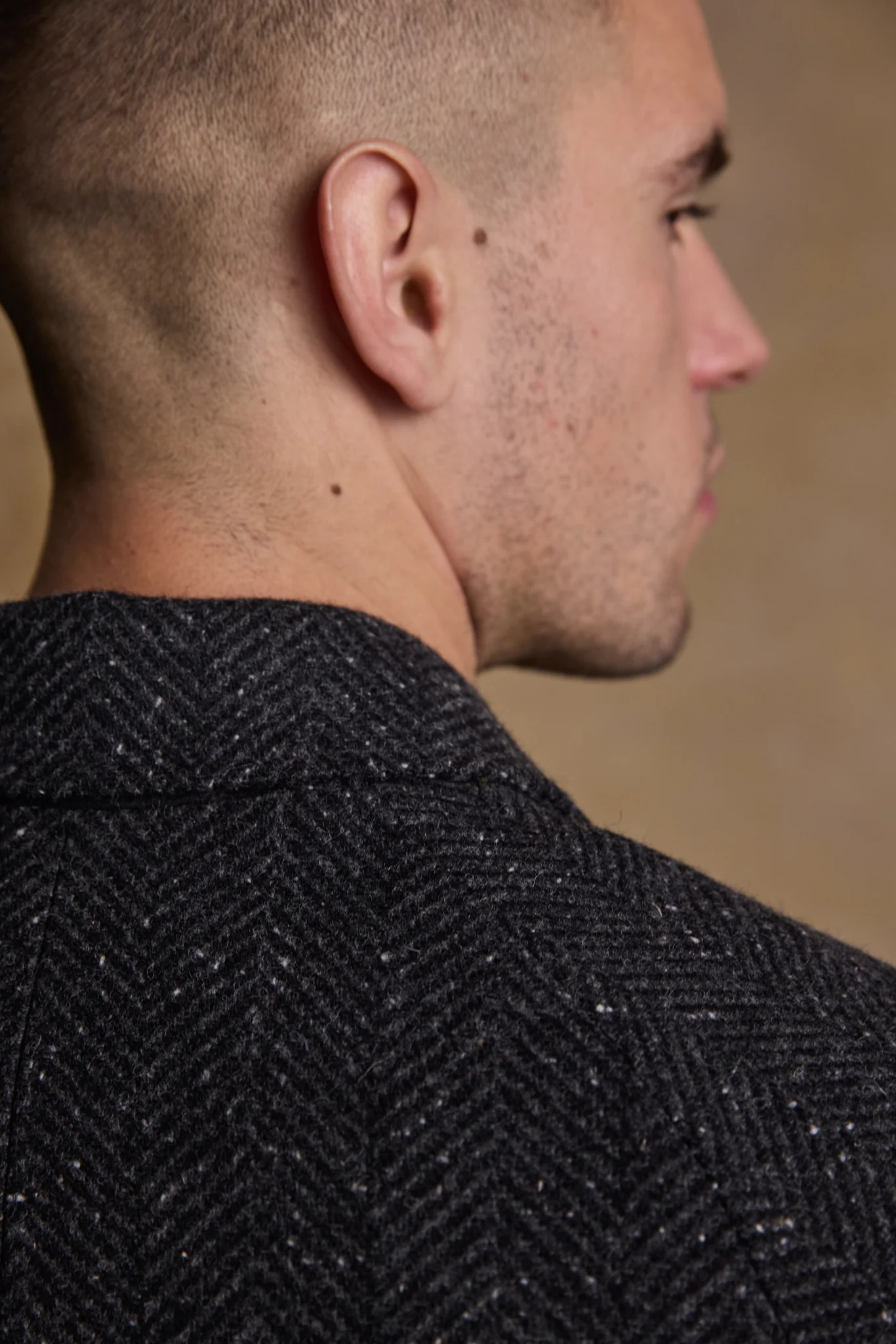 Sean Tweed Coat - Donegal Grey Herringbone - Image 8