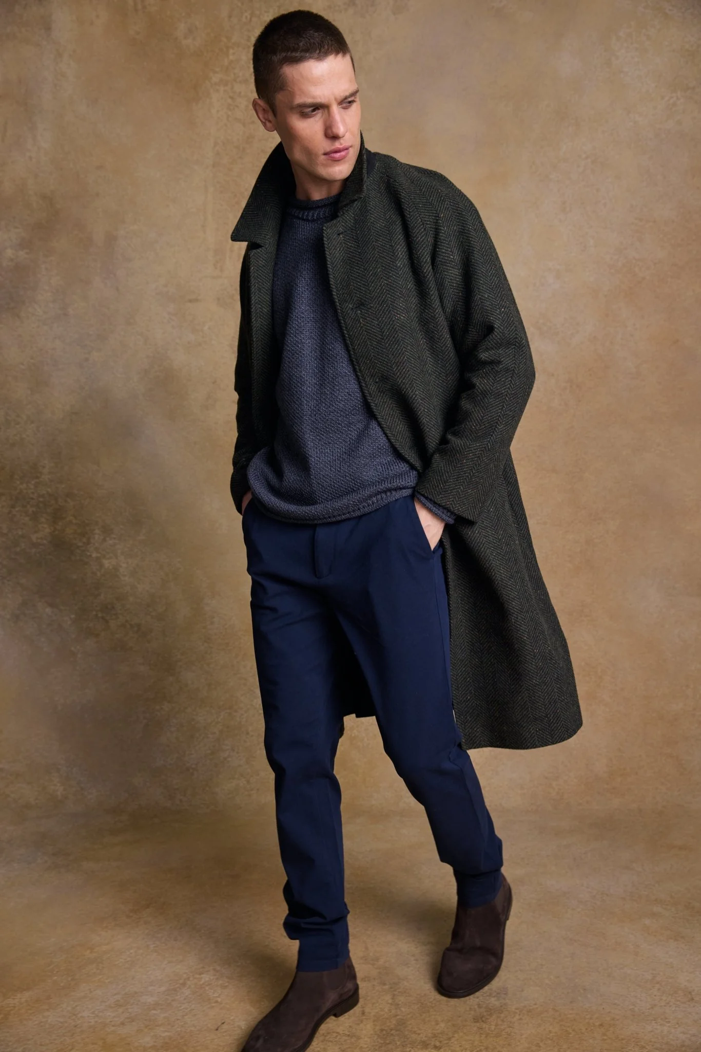 Sean Tweed Coat - Donegal Pine Herringbone
