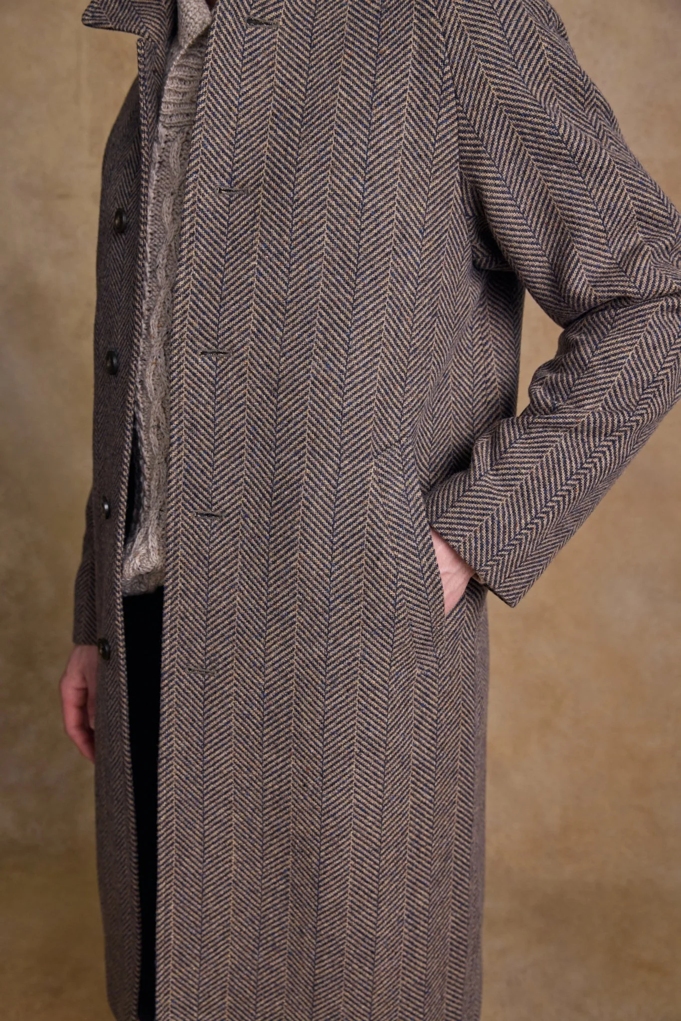 Sean Tweed Coat - Donegal Wheat Herringbone - Image 9