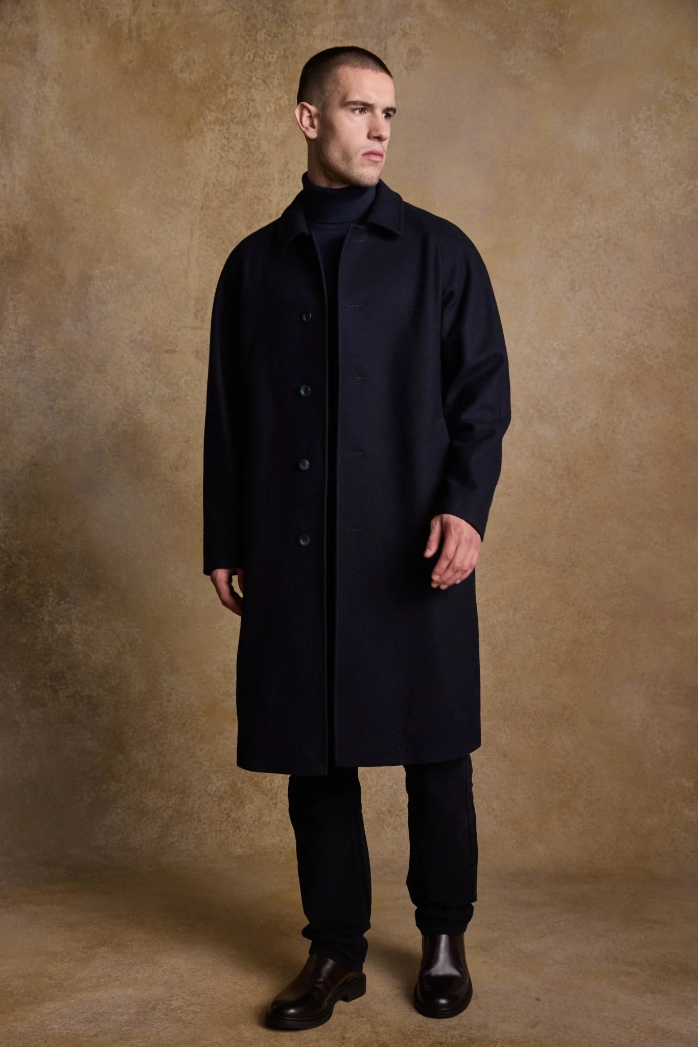 Sean Tweed Coat - Deep Navy Melton - Image 4