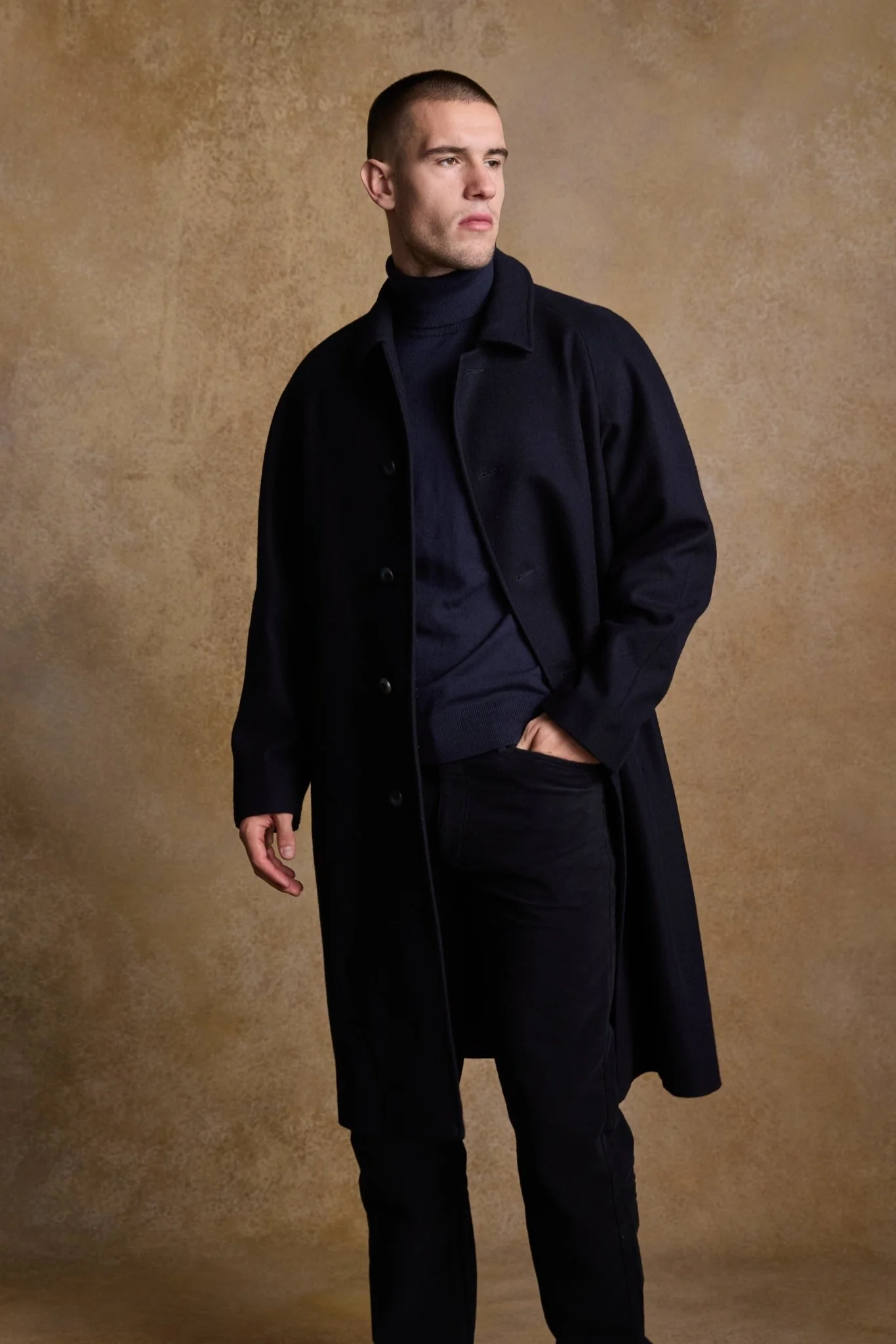 Sean Tweed Coat - Deep Navy Melton - Image 5