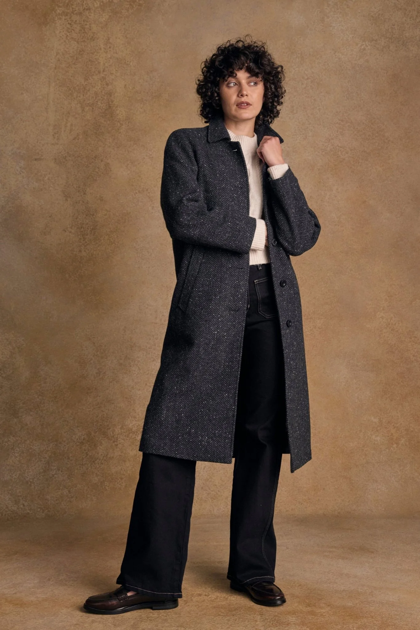 Shauna Tweed Coat - Donegal Grey Herringbone - Image 5
