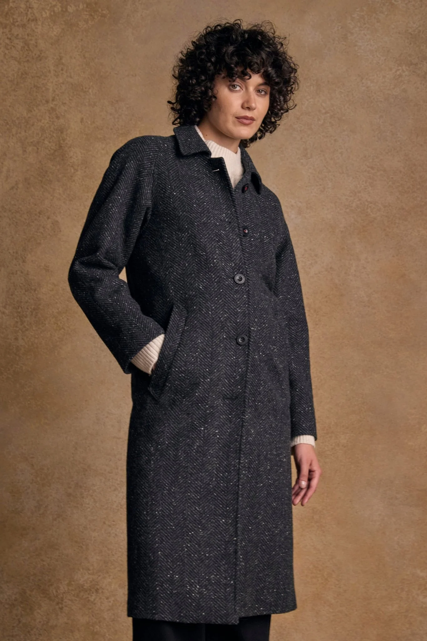 Shauna Tweed Coat - Donegal Grey Herringbone - Image 6