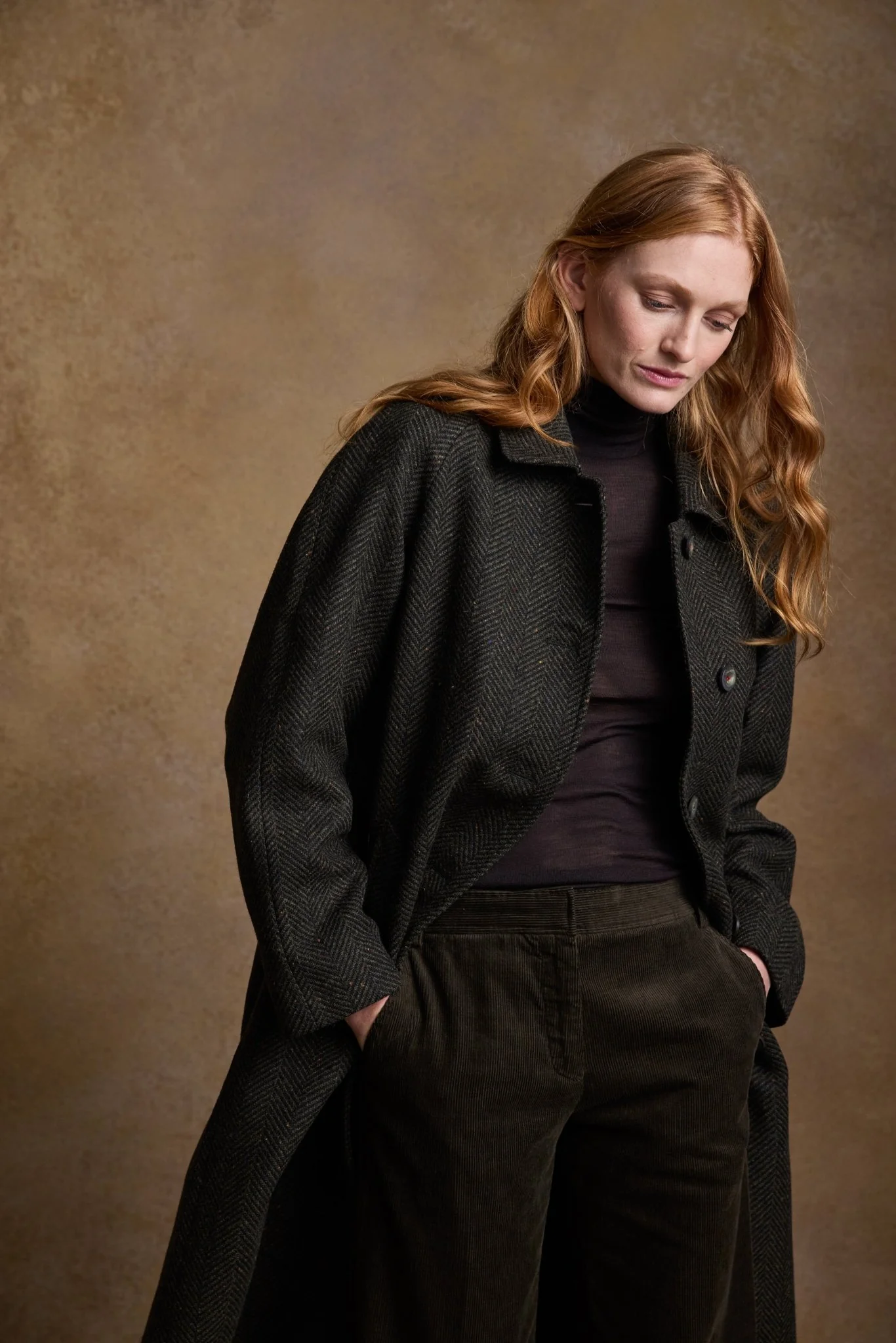 Shauna Tweed Coat - Donegal Pine Herringbone - Image 10