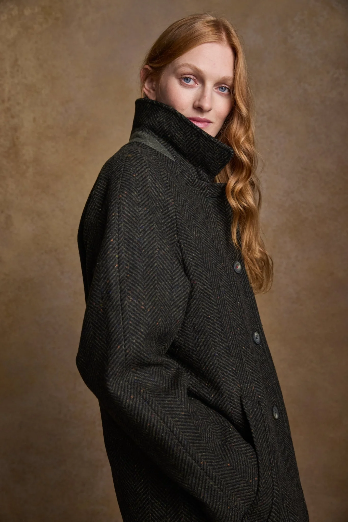 Shauna Tweed Coat - Donegal Pine Herringbone - Image 9