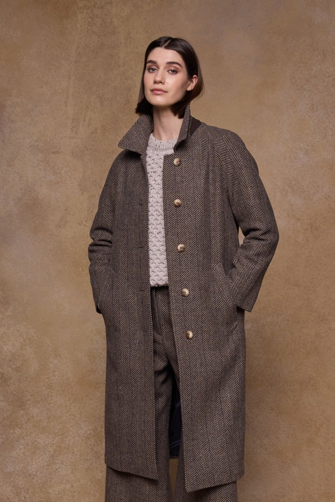 Shauna Tweed Coat - Donegal Wheat Herringbone - Image 2