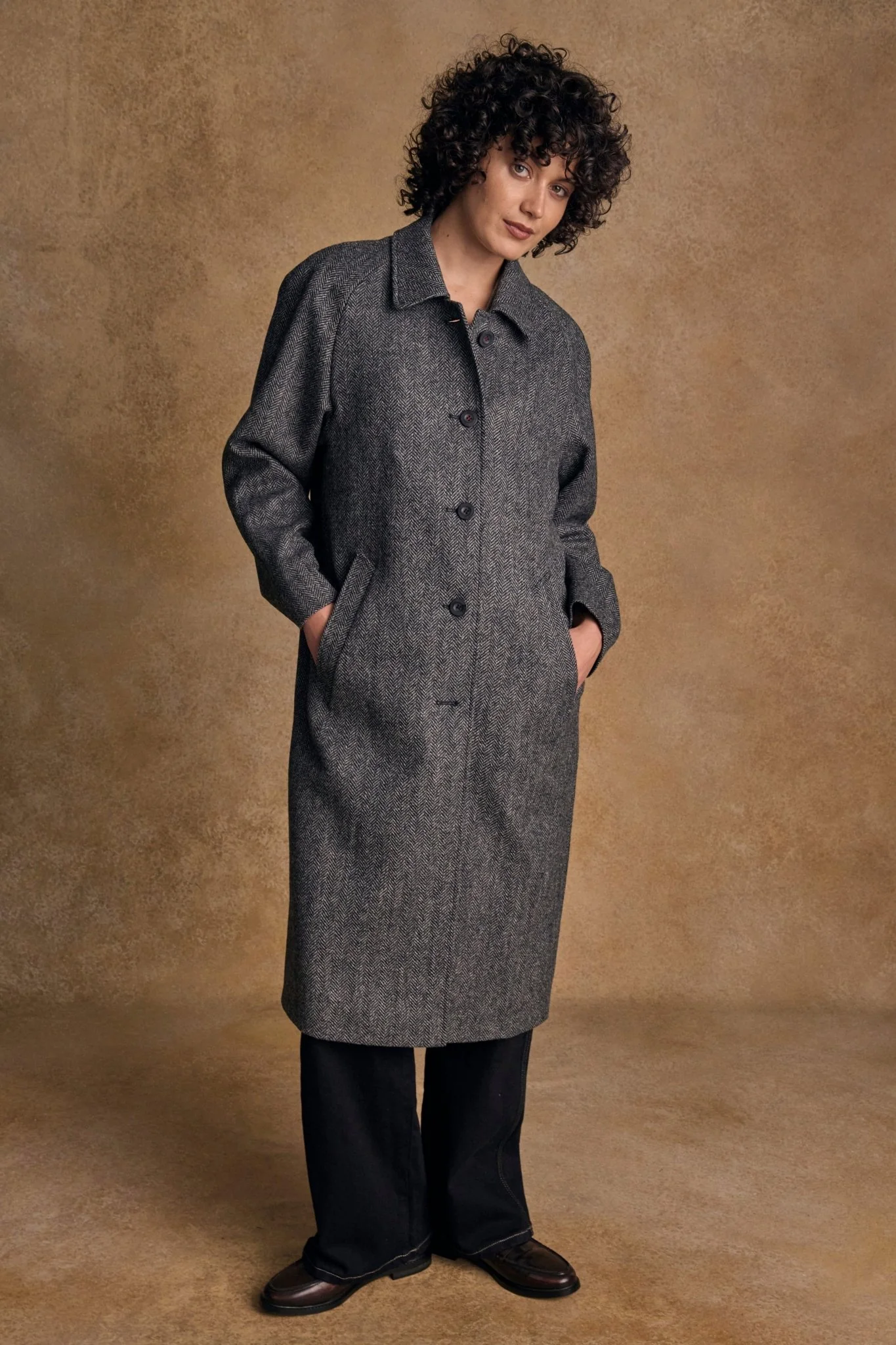 Shauna Tweed Coat - Grey Herringbone - Image 2