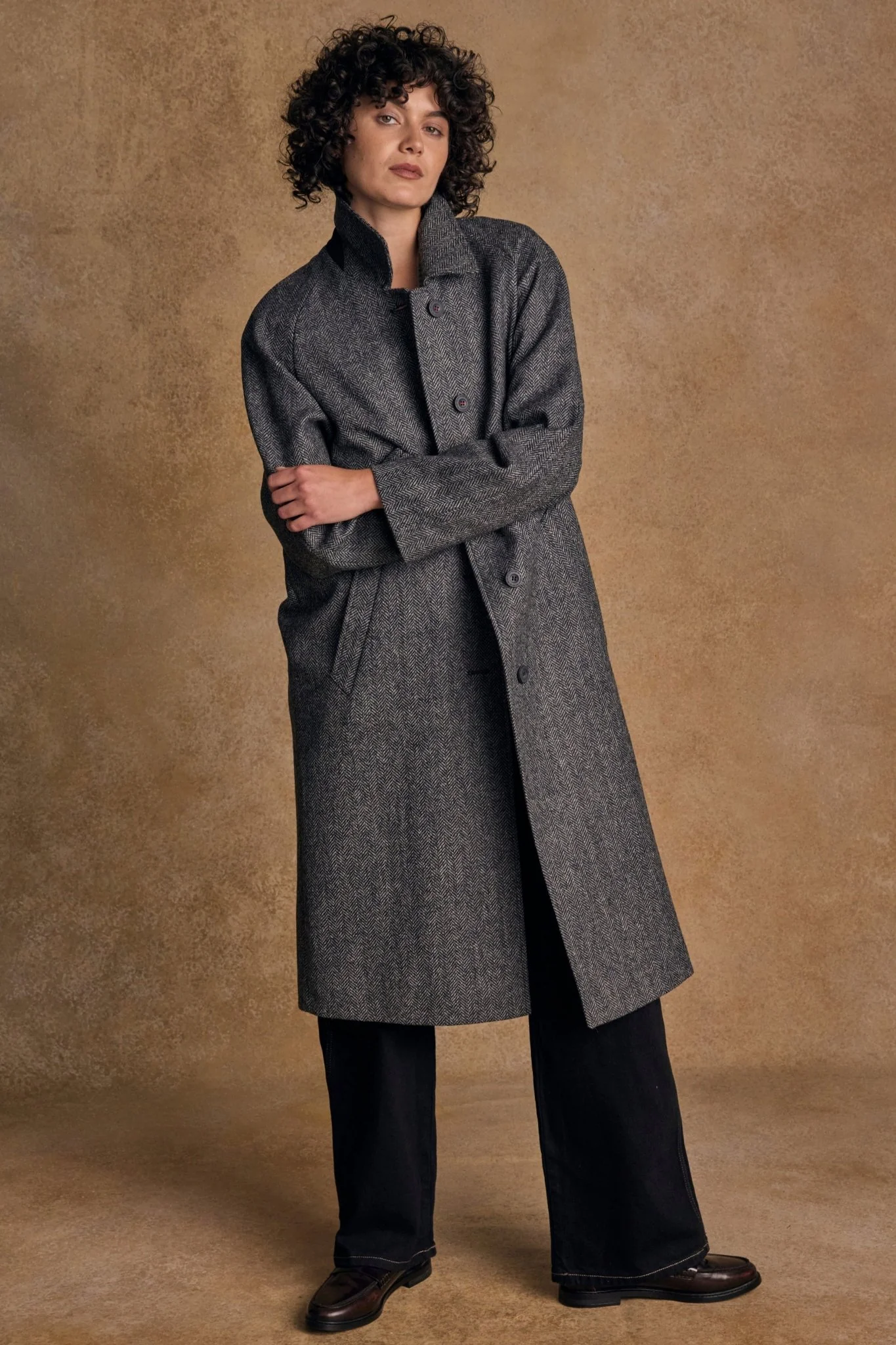 Shauna Tweed Coat - Grey Herringbone - Image 4