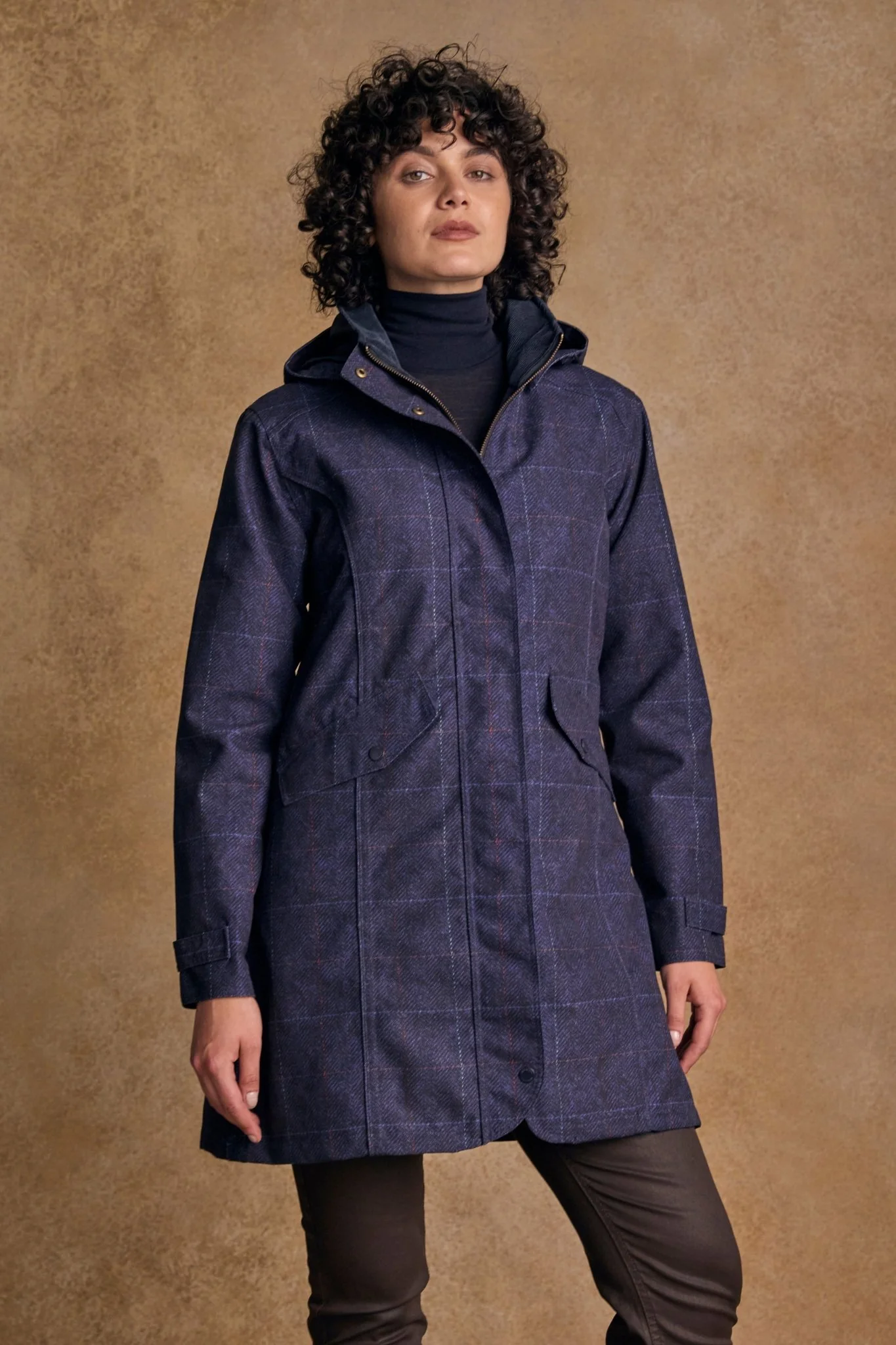 Sophia Waterproof Jacket - Navy Windowpane - Image 7