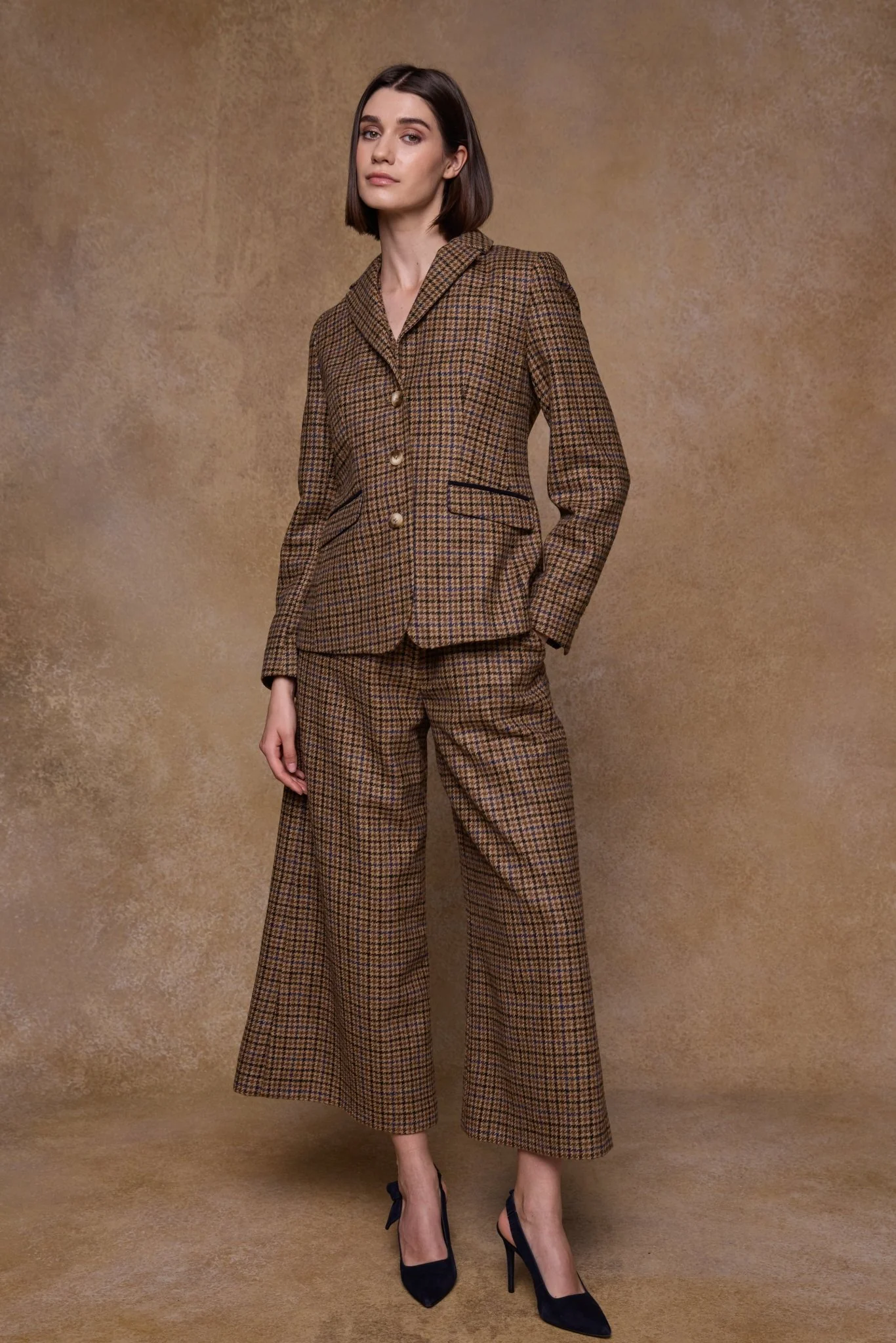 Tara Tweed Hacking Jacket - Blue Driftwood Check - Image 10