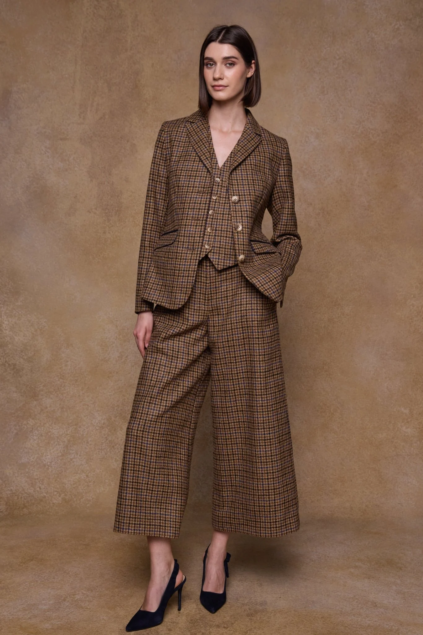Tara Tweed Hacking Jacket - Blue Driftwood Check - Image 4