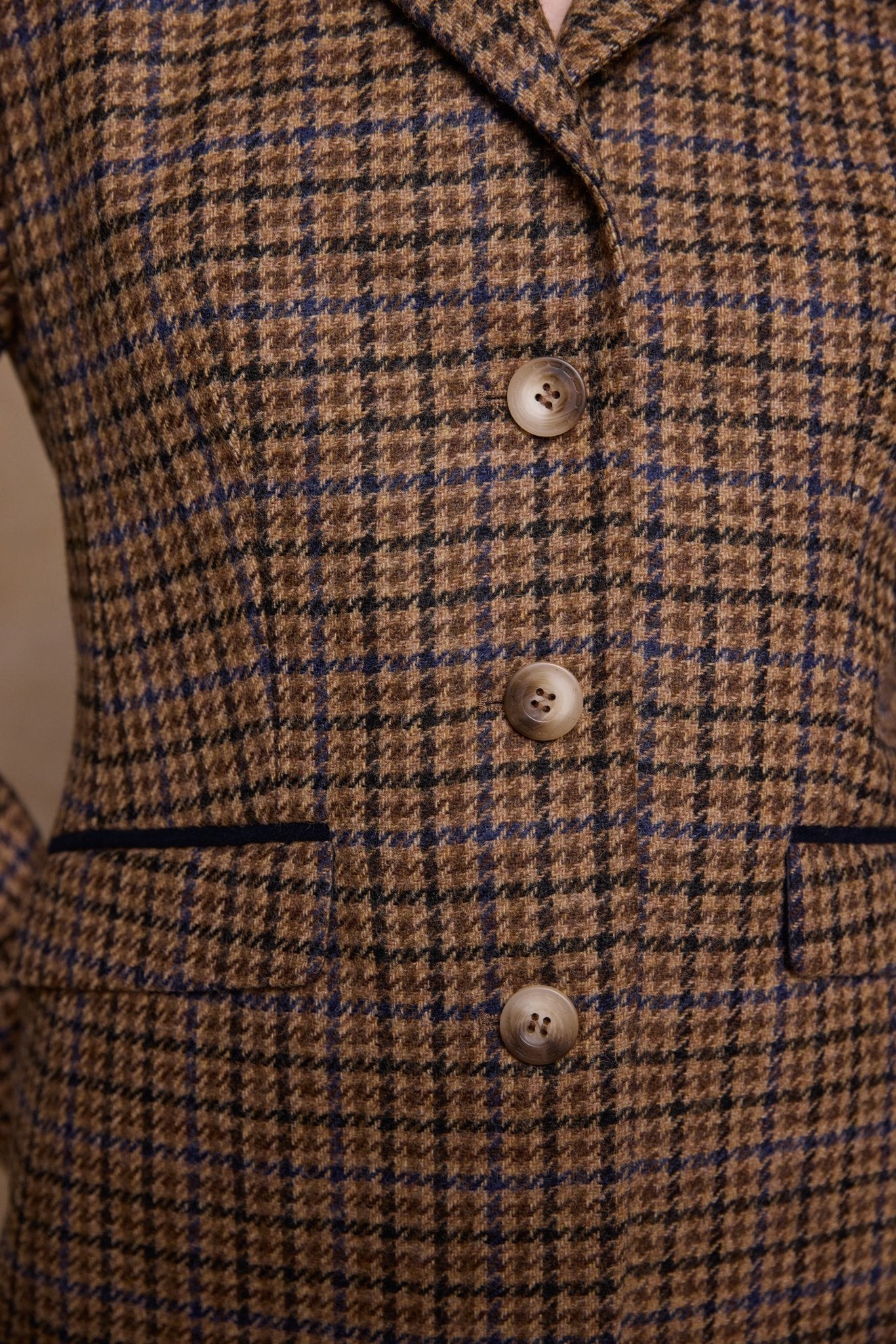 Tara Tweed Hacking Jacket - Blue Driftwood Check - Image 5
