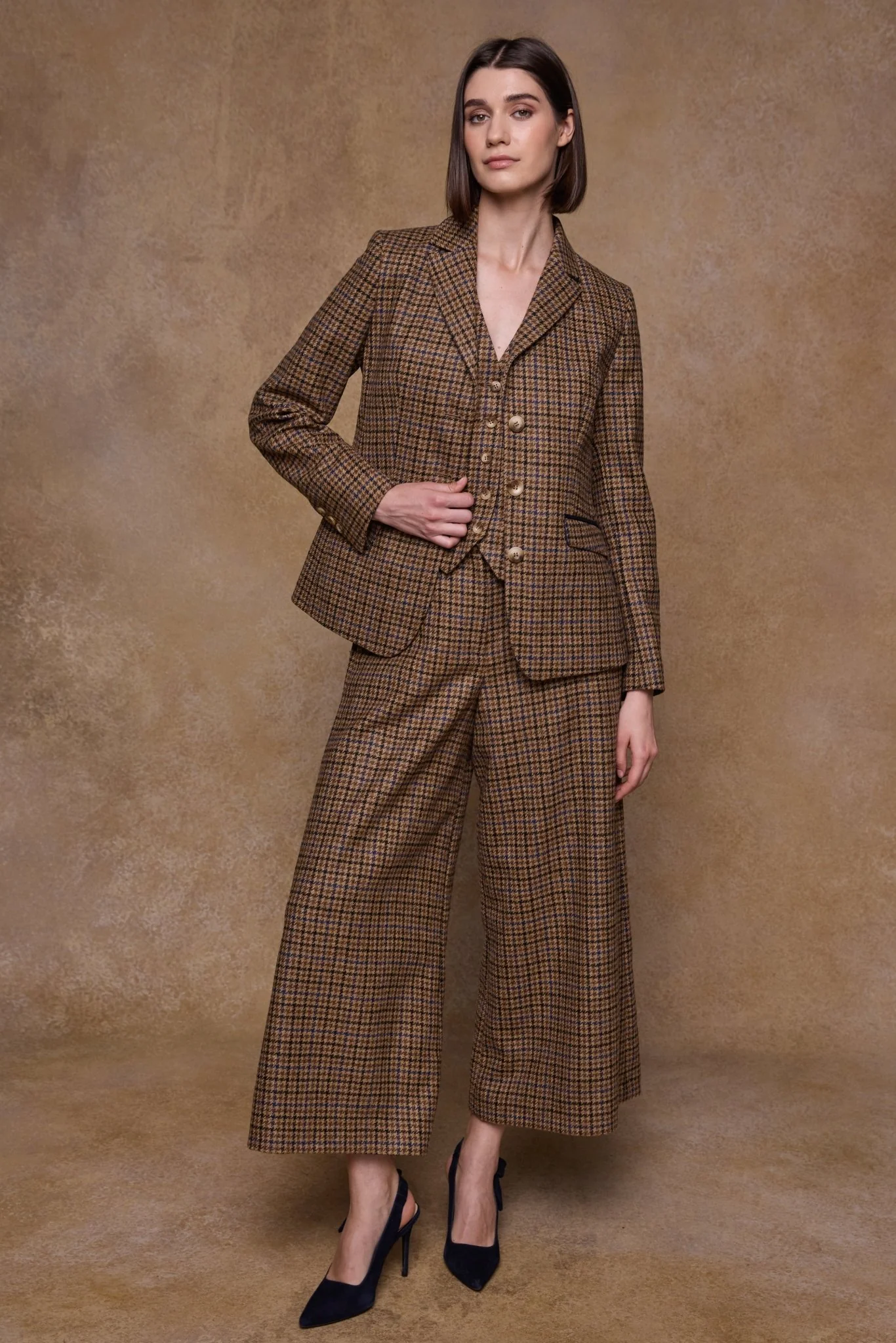 Tara Tweed Hacking Jacket - Blue Driftwood Check - Image 6