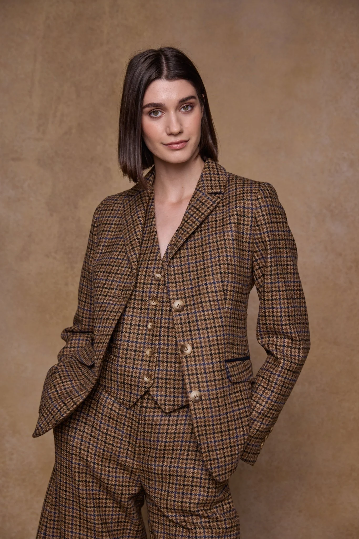 Tara Tweed Hacking Jacket - Blue Driftwood Check - Image 8