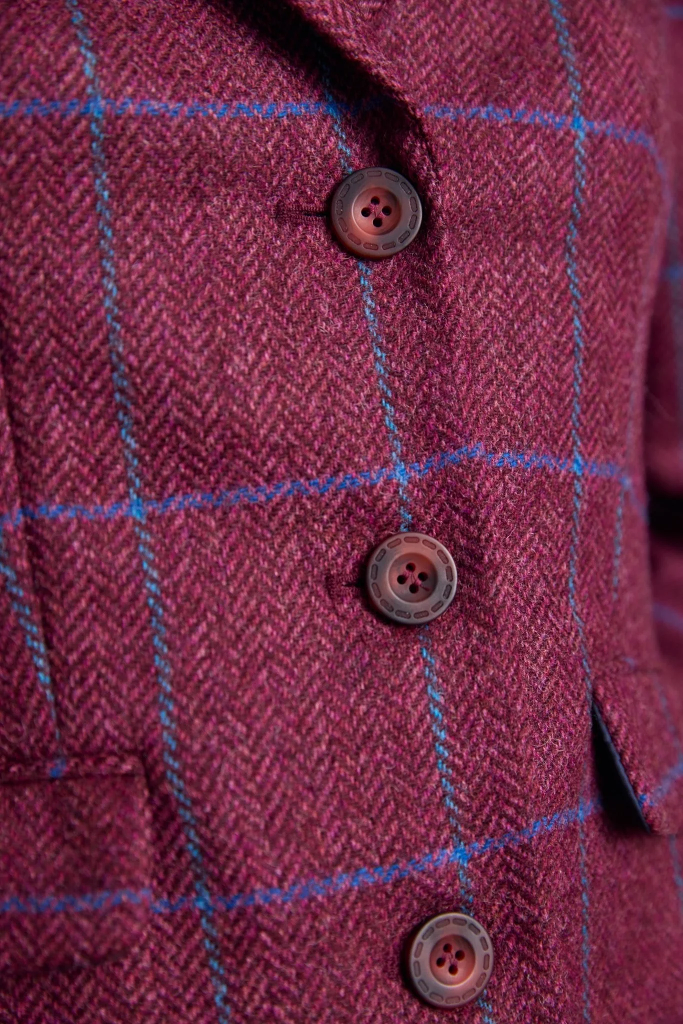Tara Tweed Hacking Jacket - Rose Herringbone Check - Image 3