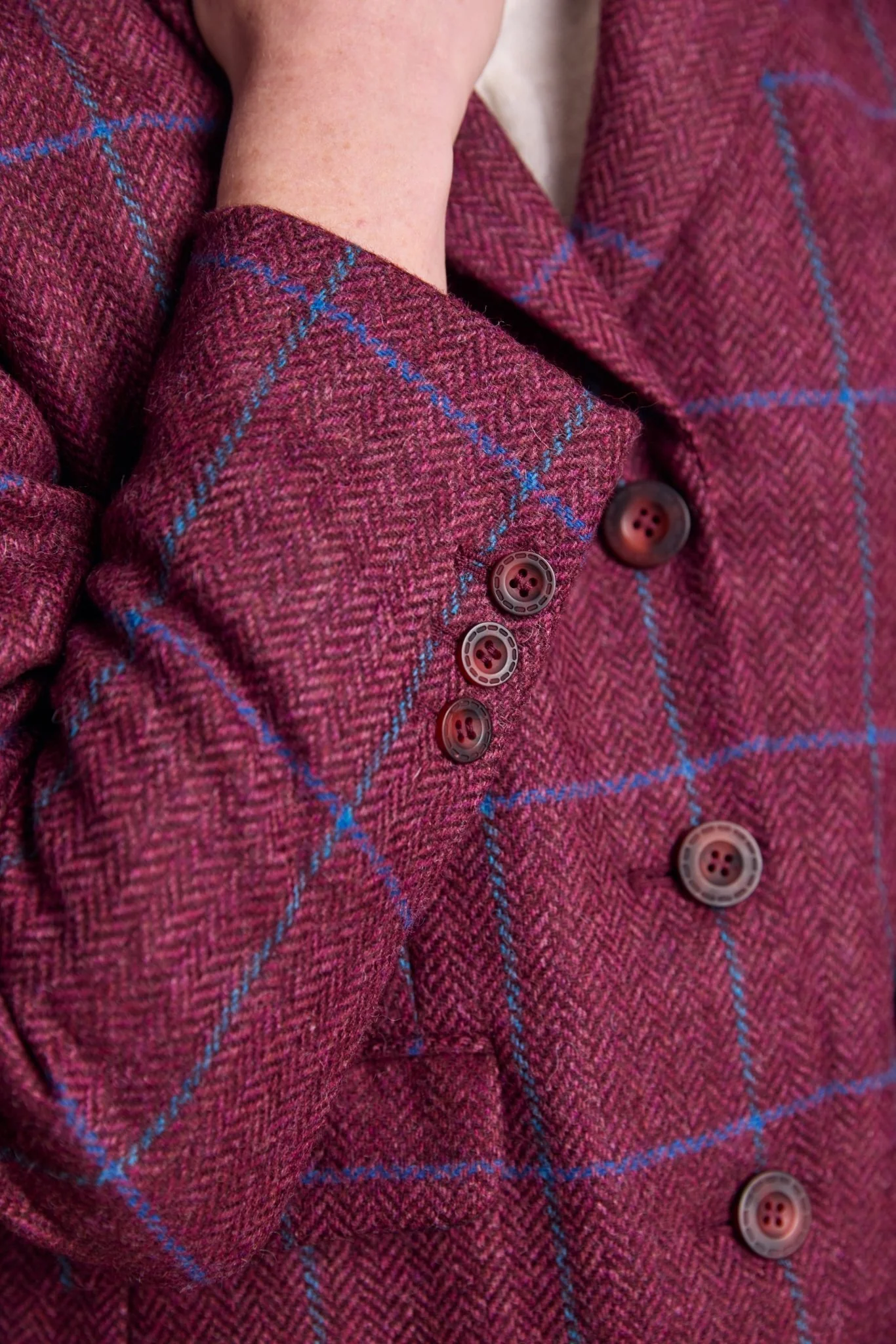 Tara Tweed Hacking Jacket - Rose Herringbone Check - Image 5
